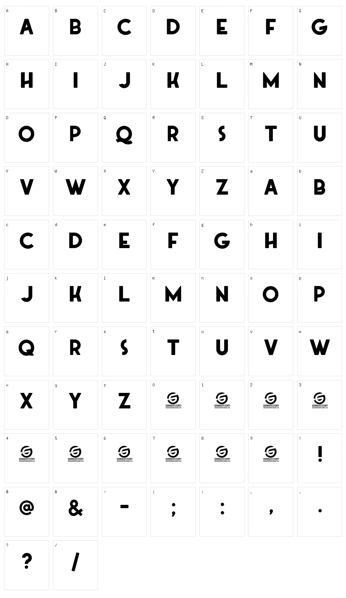 Guaraldo Character Set