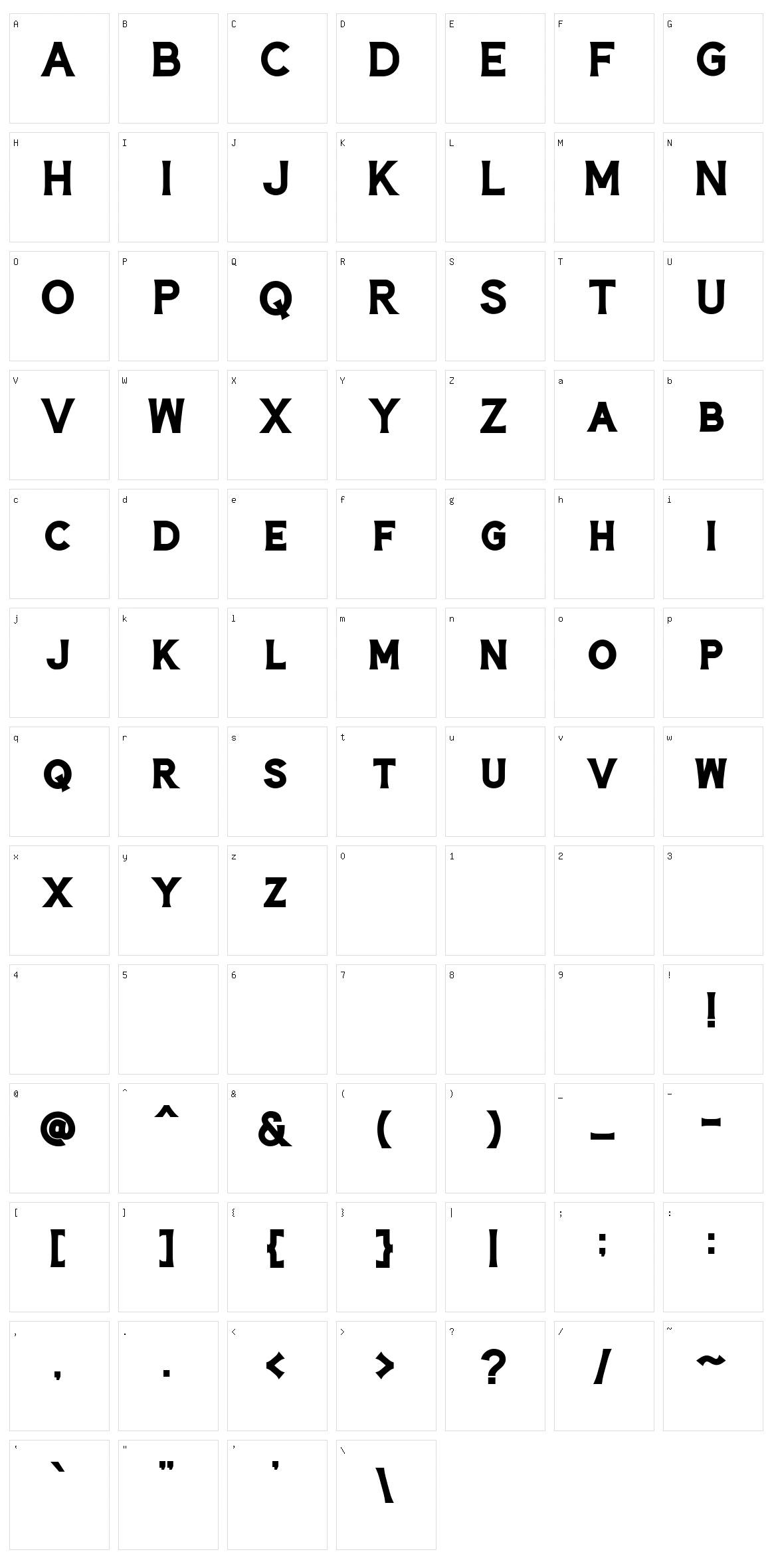 Hardtown Character Set