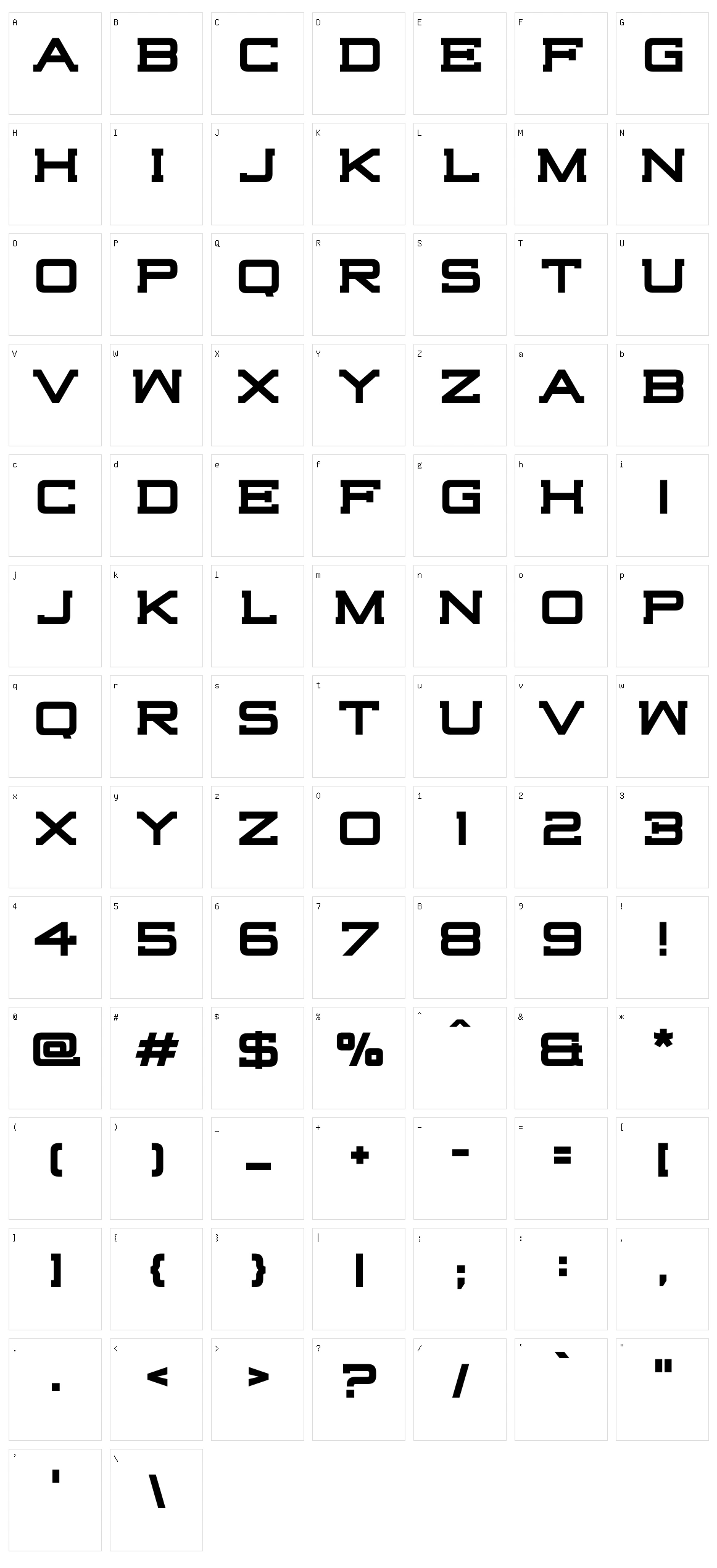 Highjack Character Set