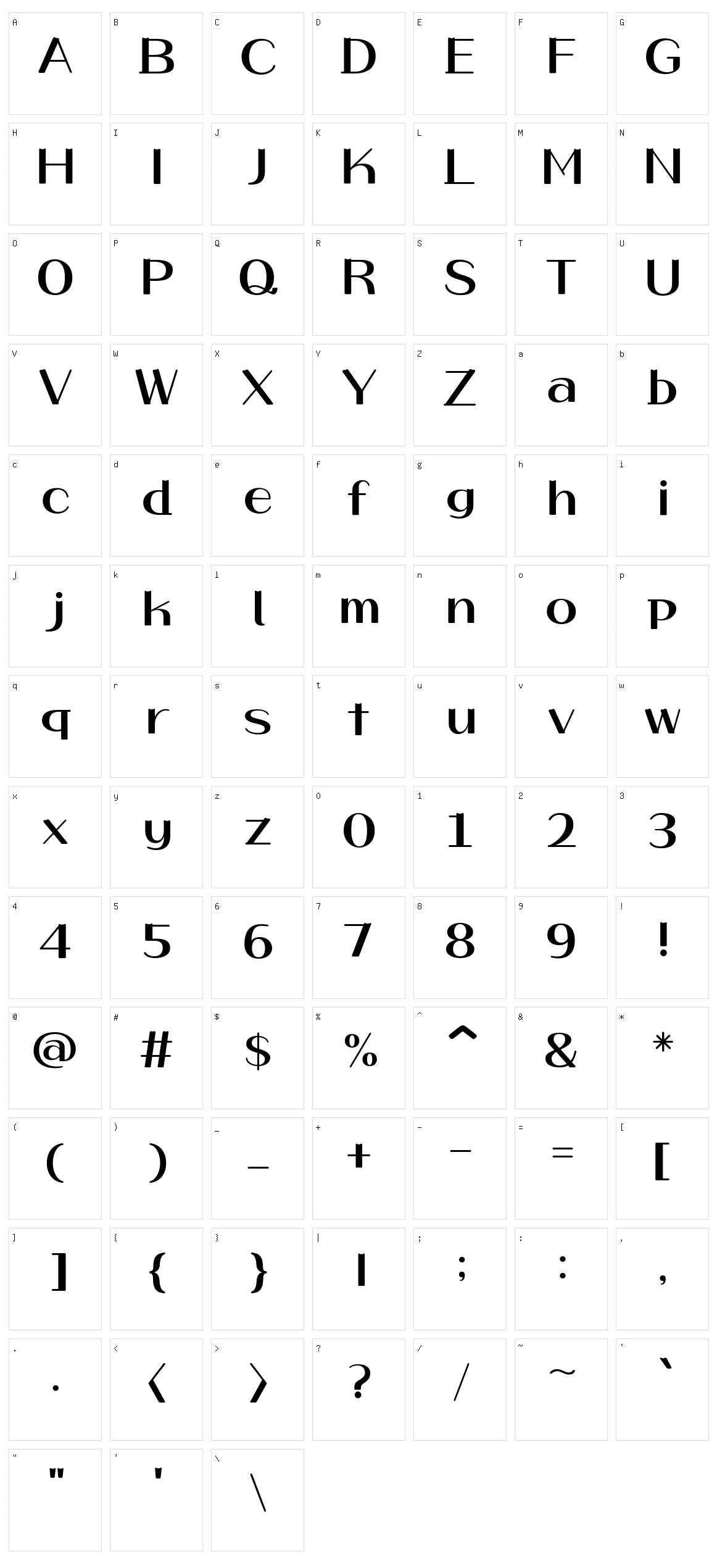 HU Flat White Character Set