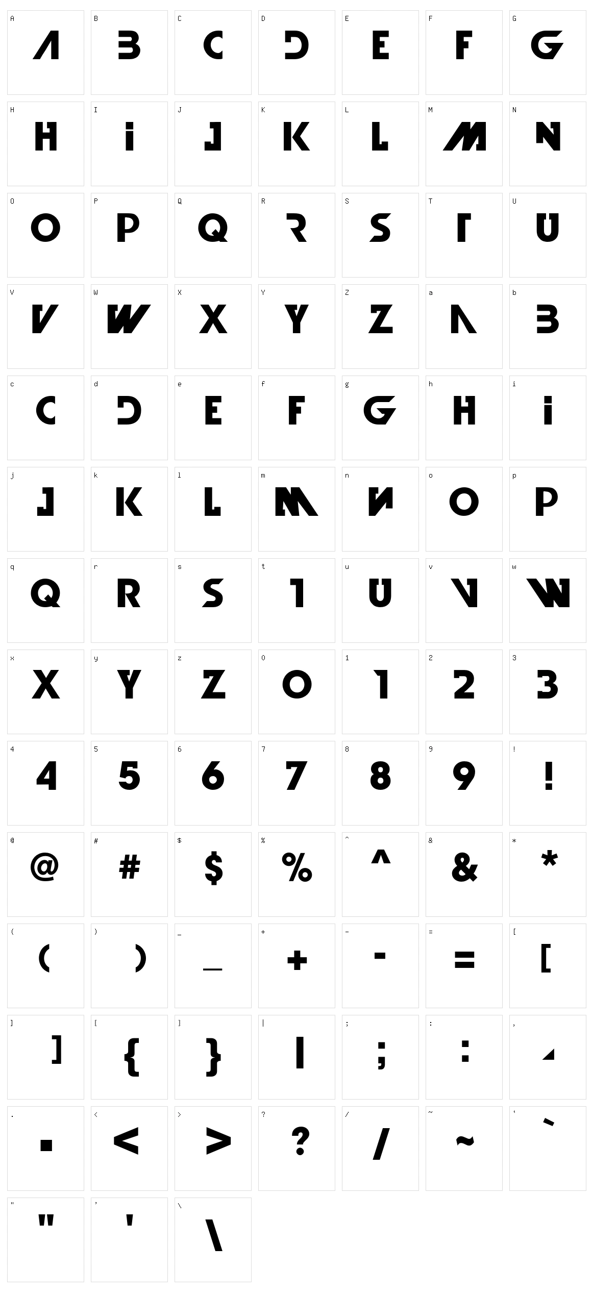 Illegal Curves Character Set
