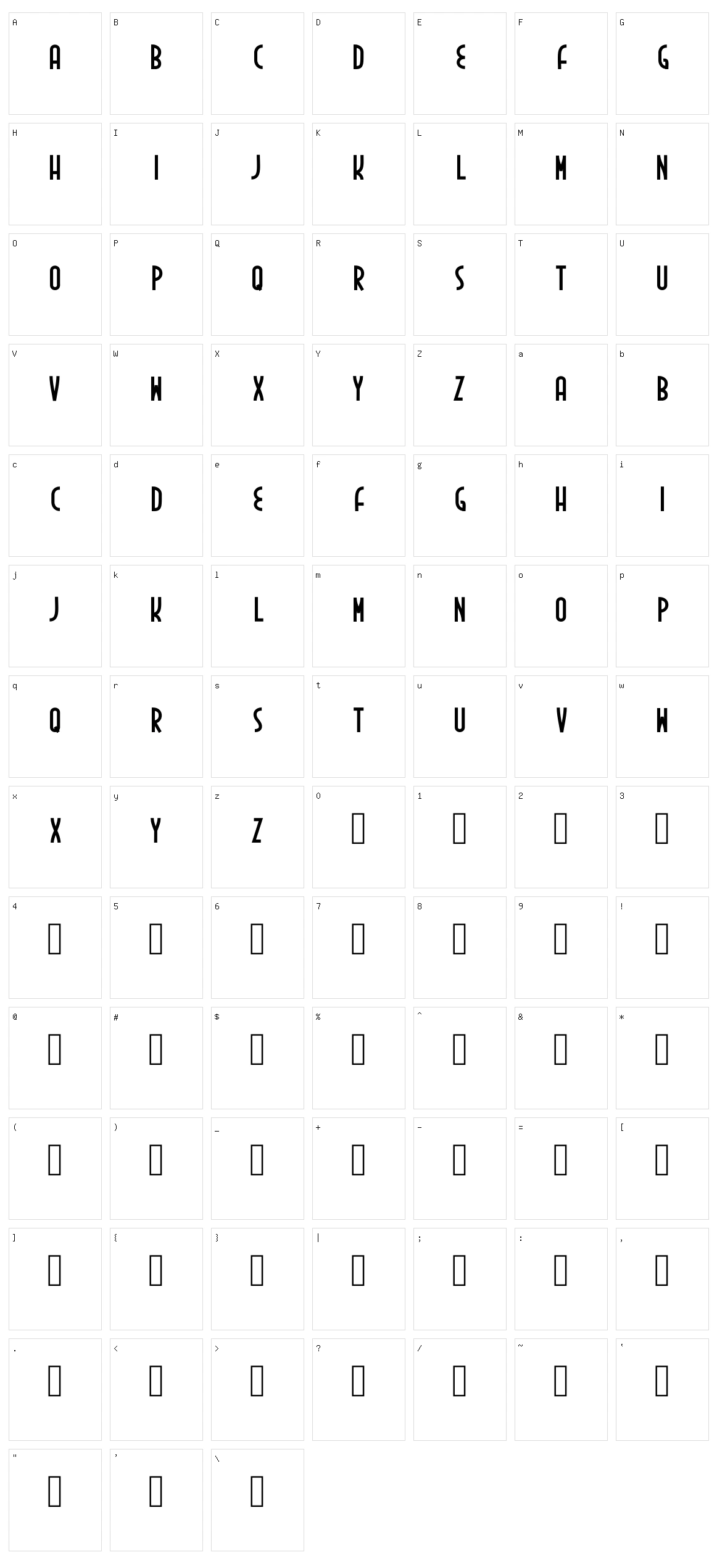 Inedita Character Set