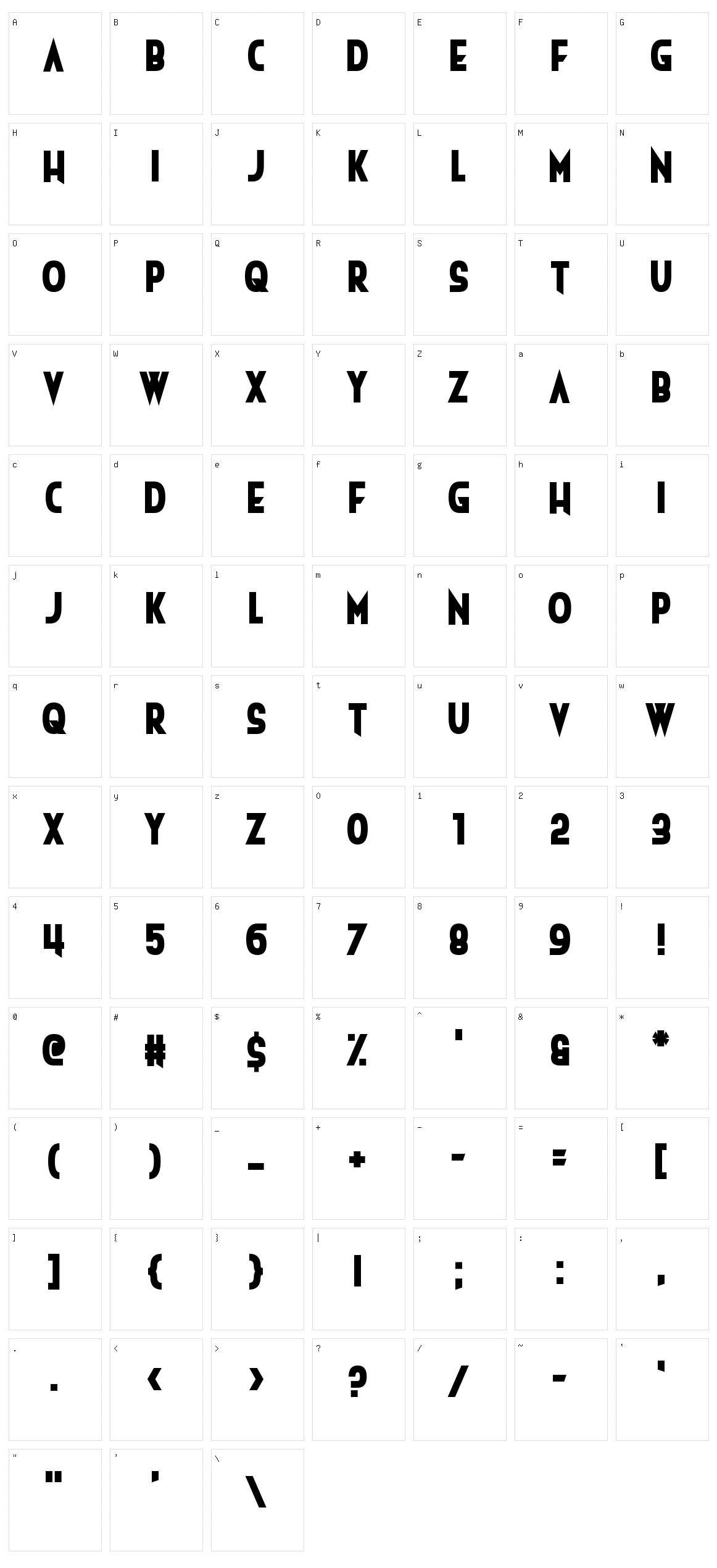 Ineptic Character Set