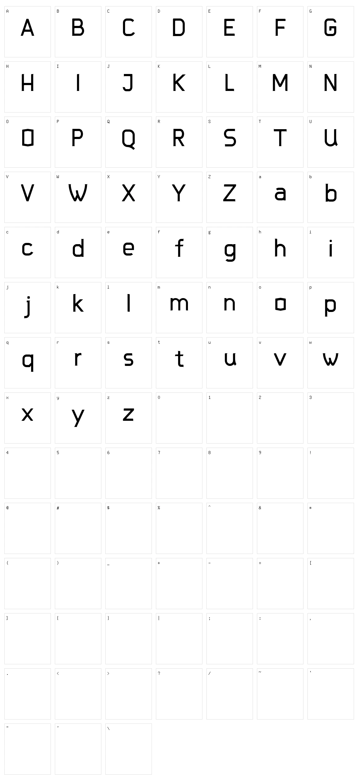 Javaloca Character Set