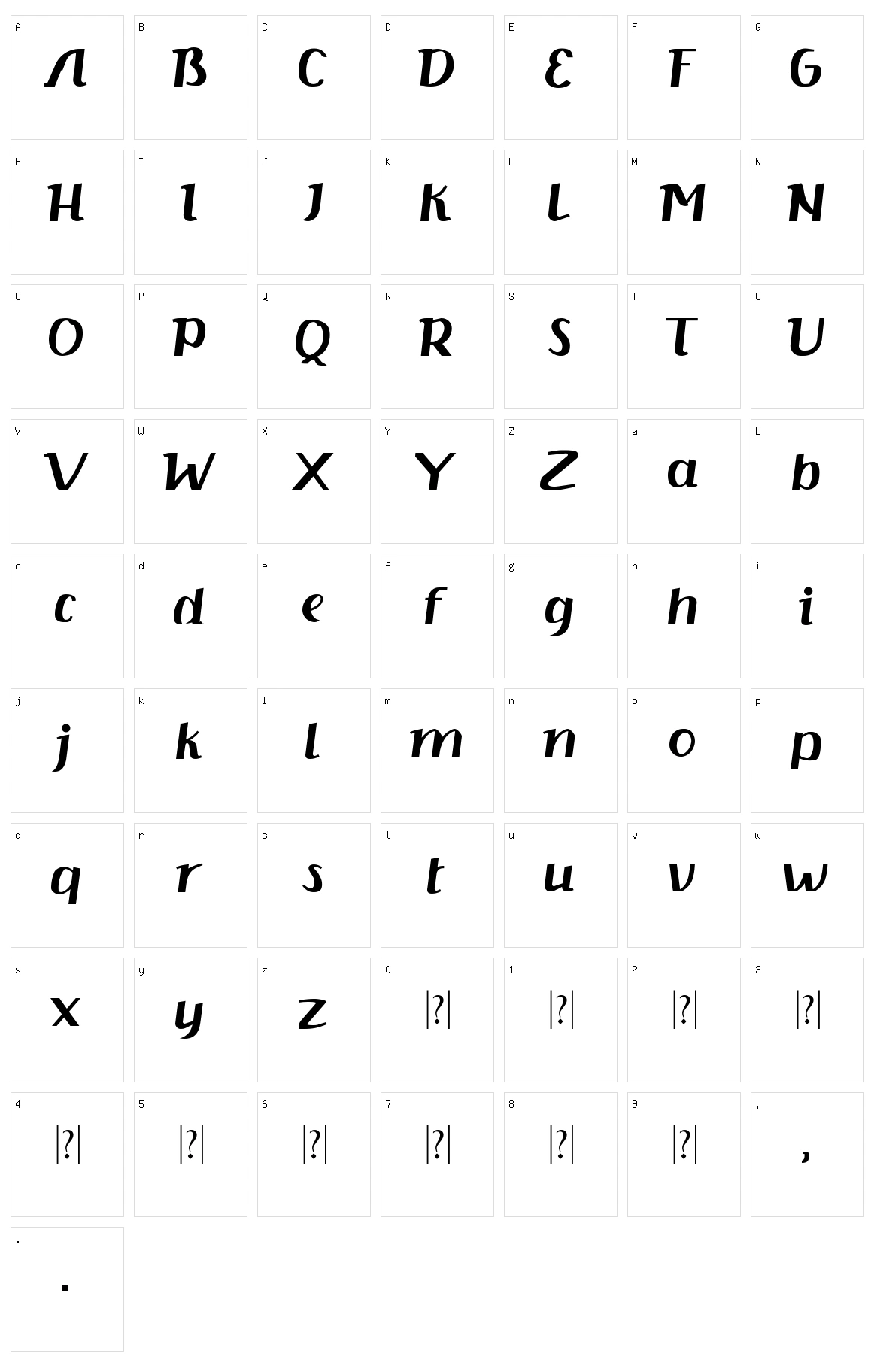 Kisha Serif Character Set