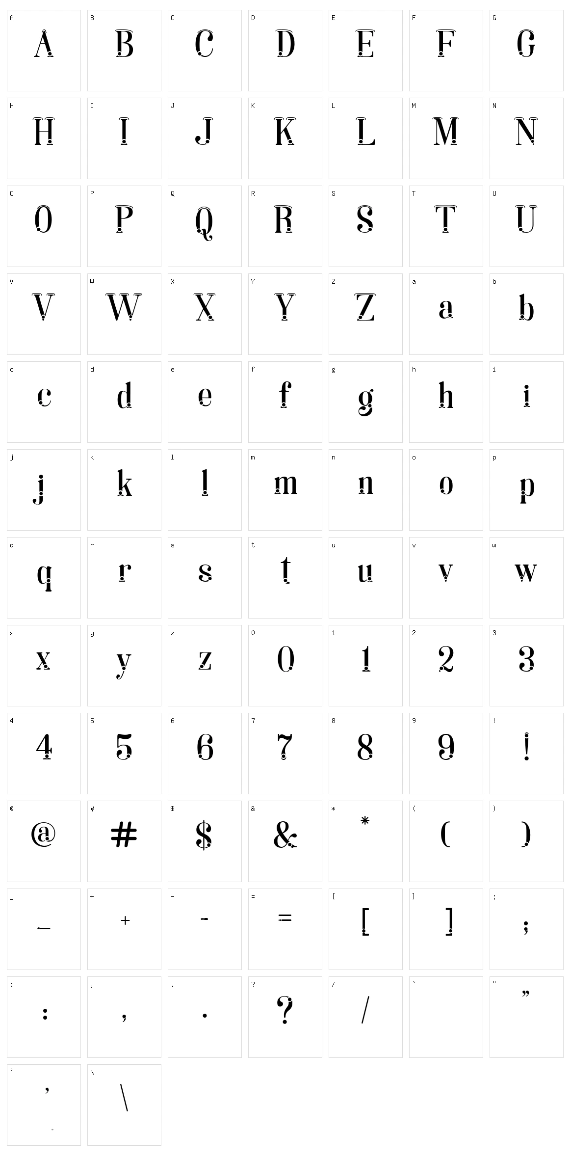 Lara dot Serif Soria Character Set