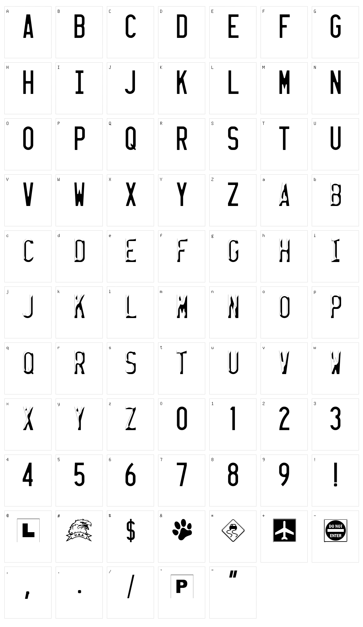 License Plate USA Character Set