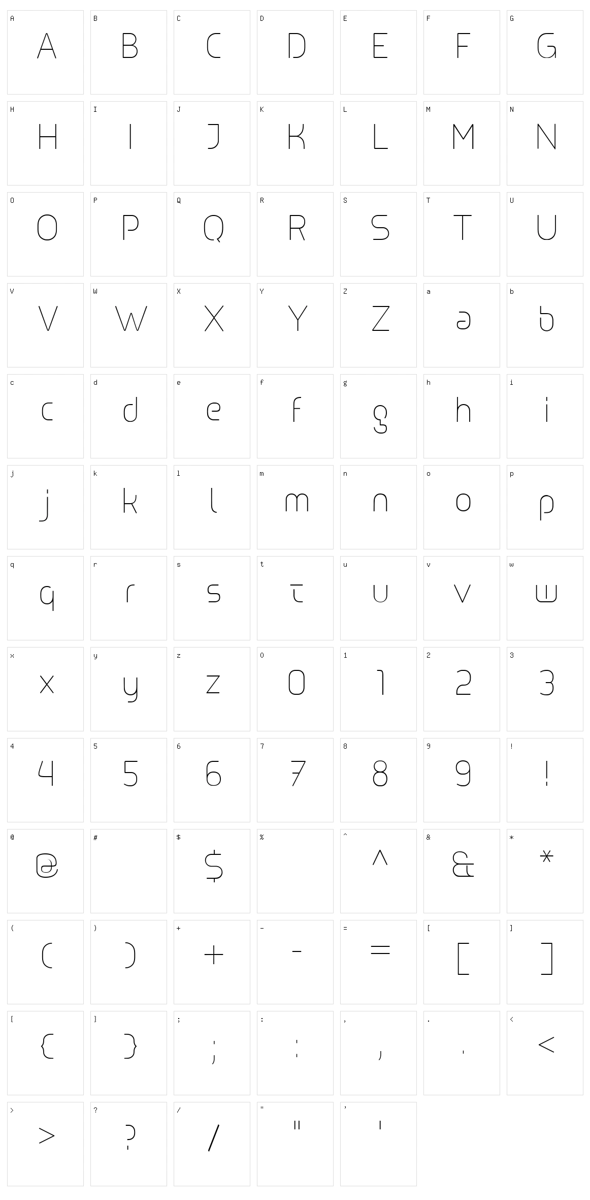 Line UltraLight Character Set