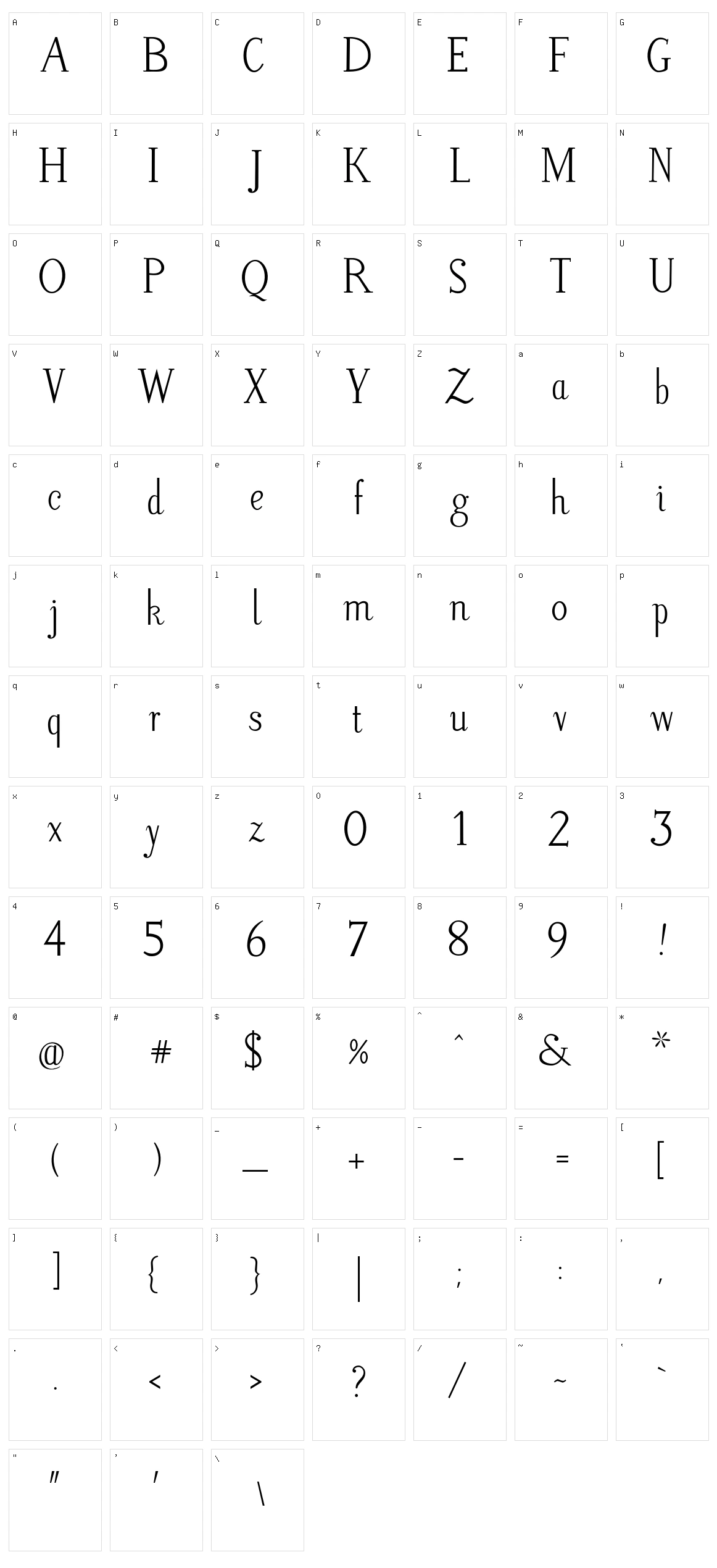Litos Script Character Set