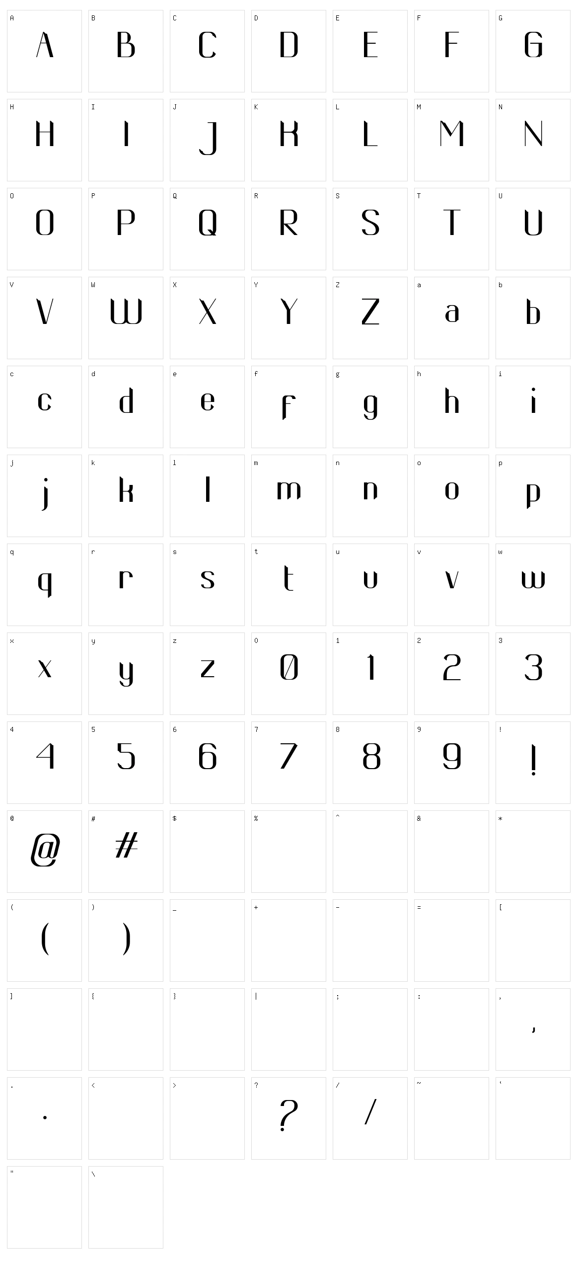 Luvenia Character Set