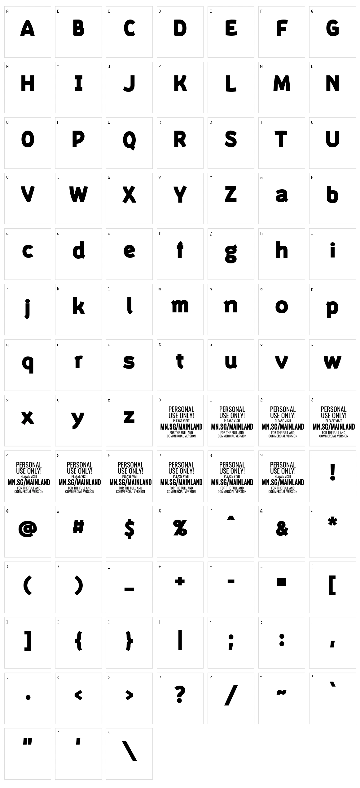 Mainland Character Set