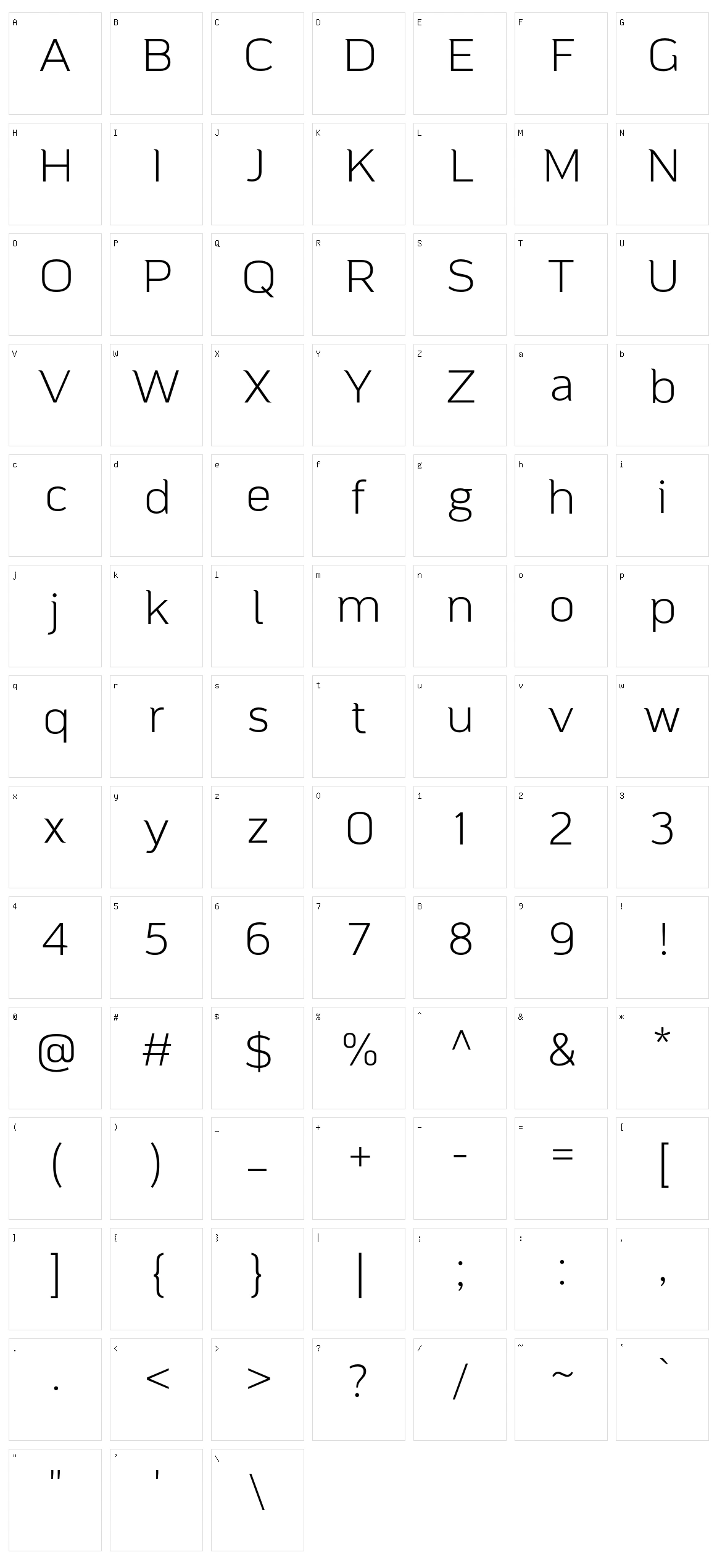 Mainlux Character Set