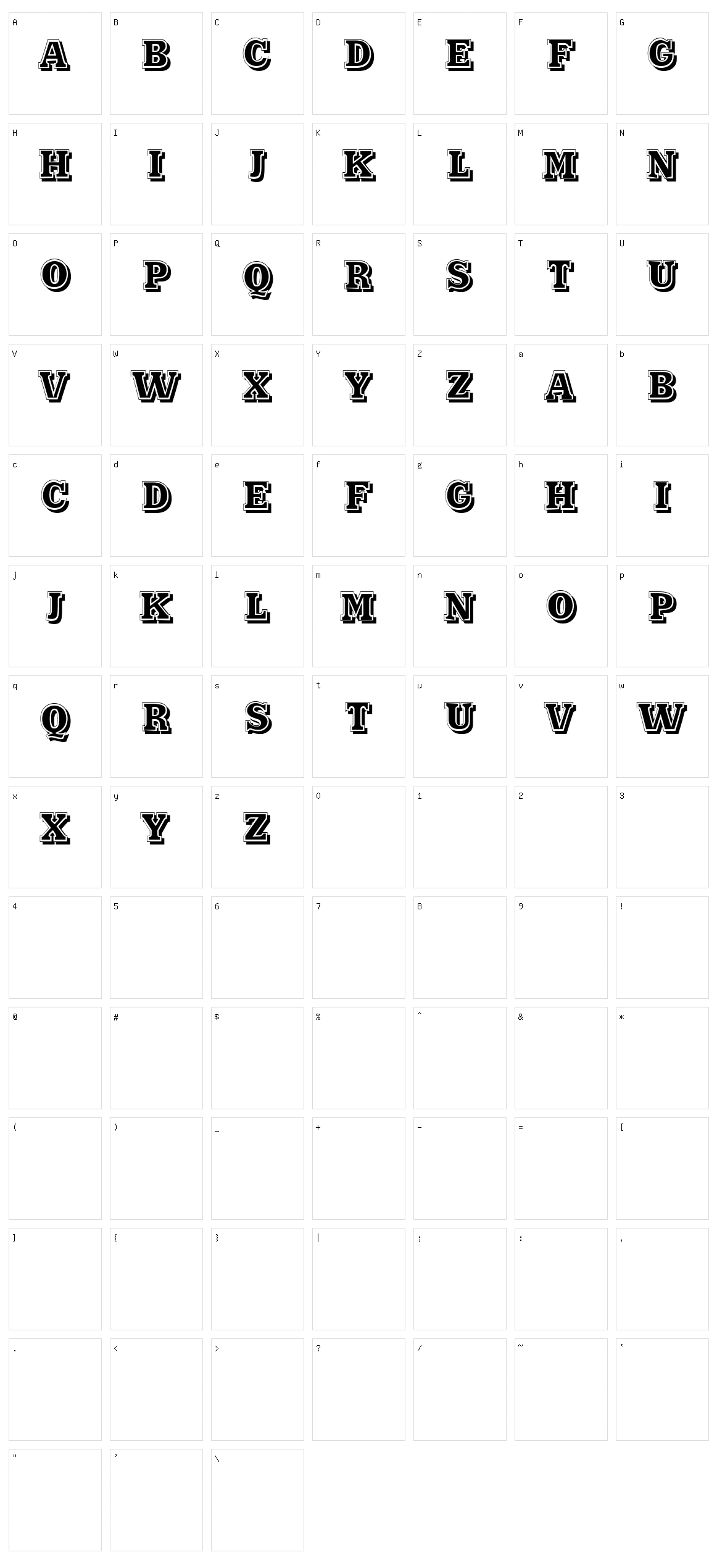 Malizia Character Set