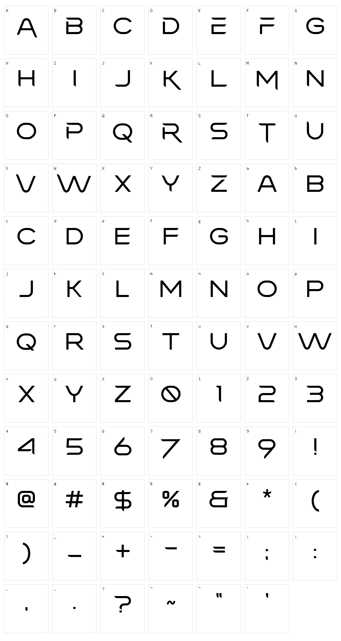 Micker Character Set