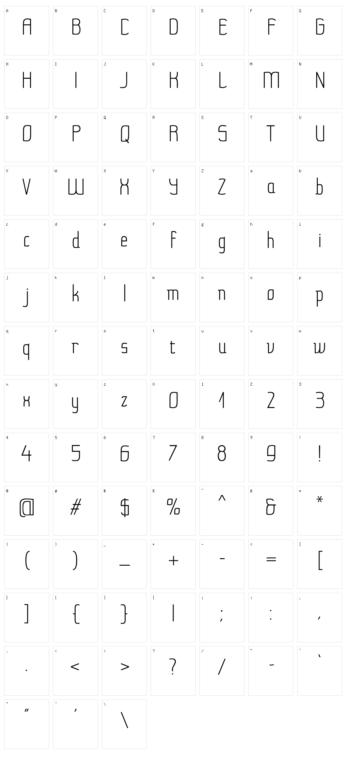 Milena Sans Character Set