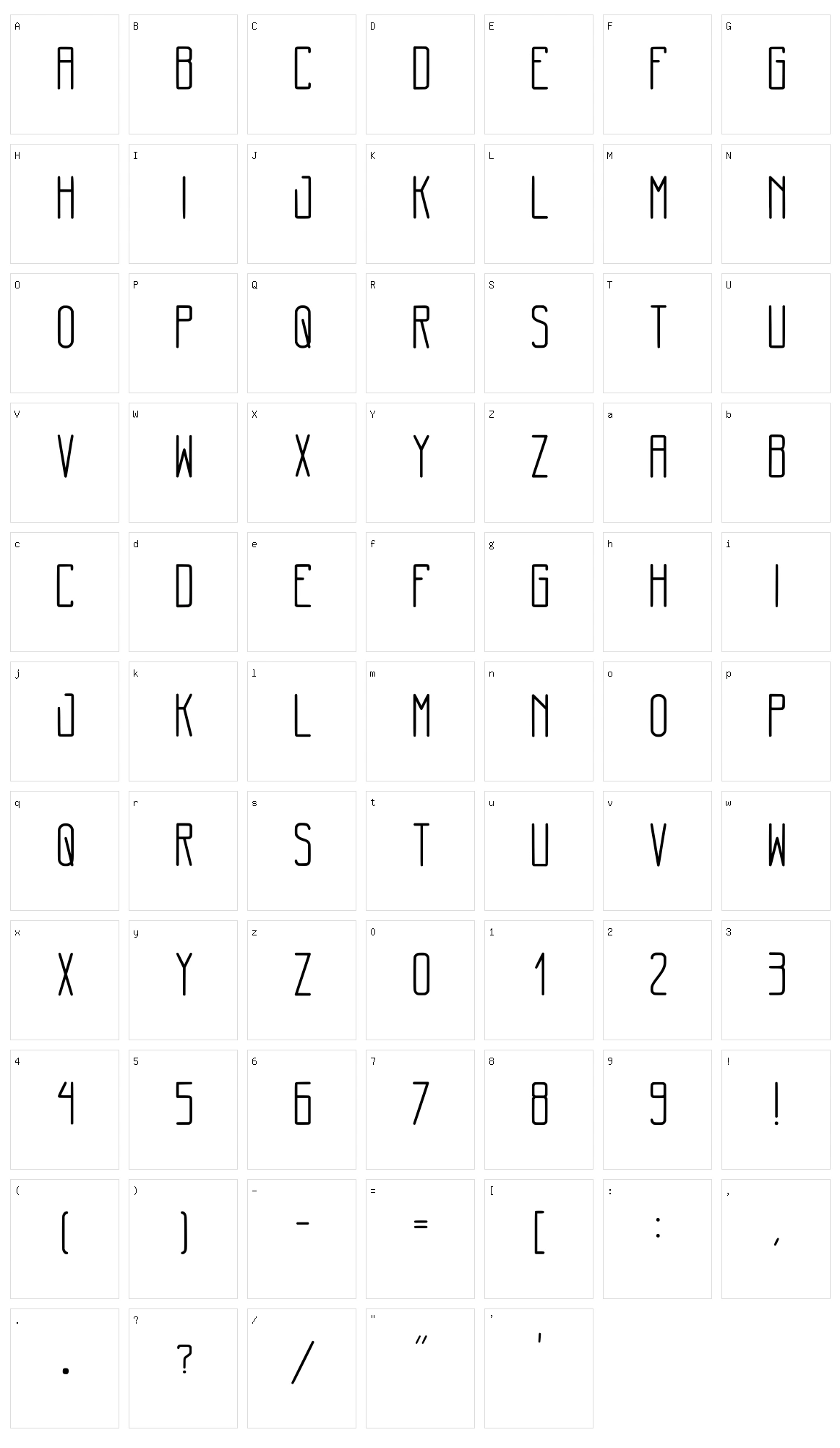Minimal Thin Character Set