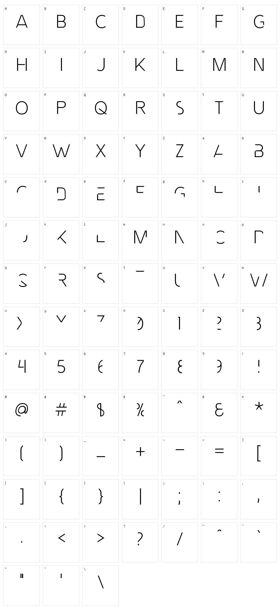 Mnml Fnt Character Set