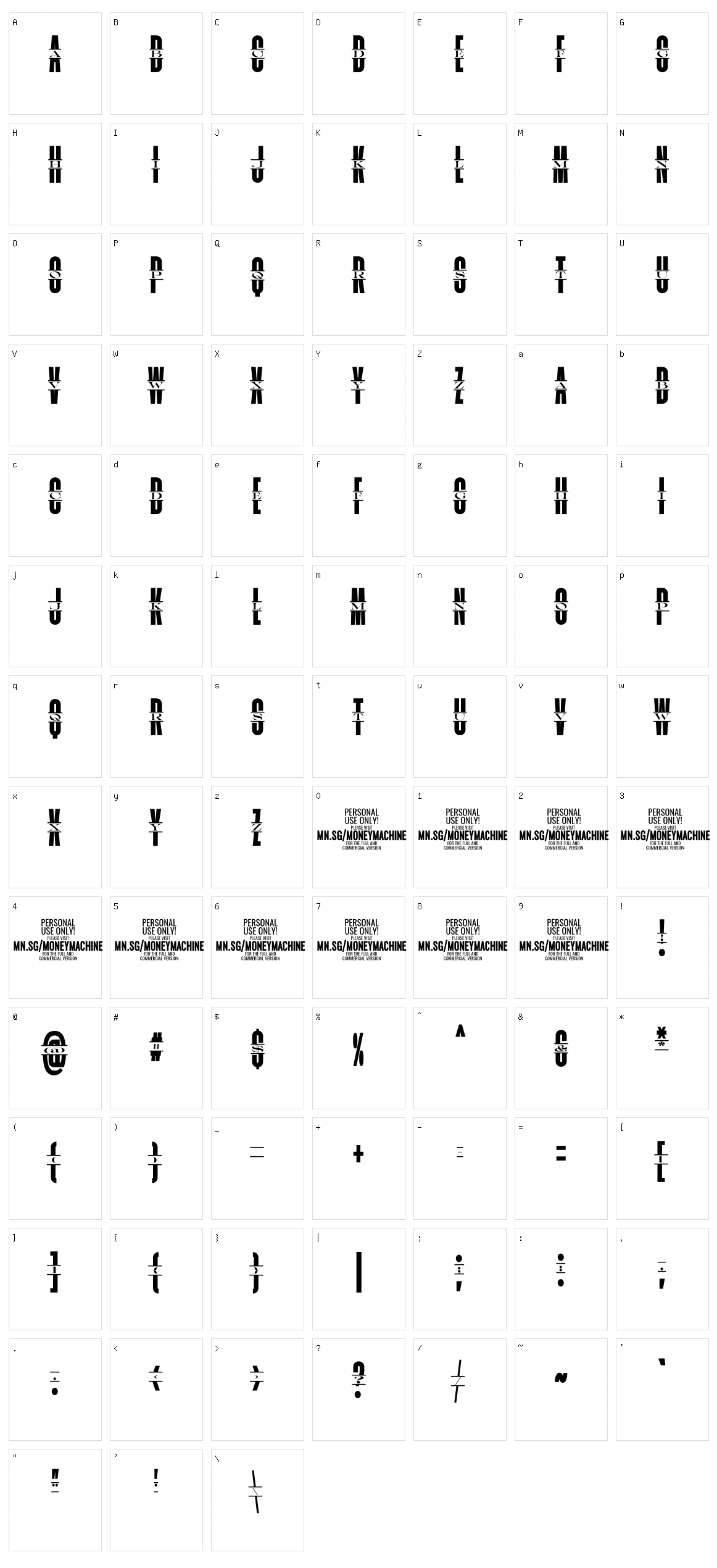 Moneymachine Character Set