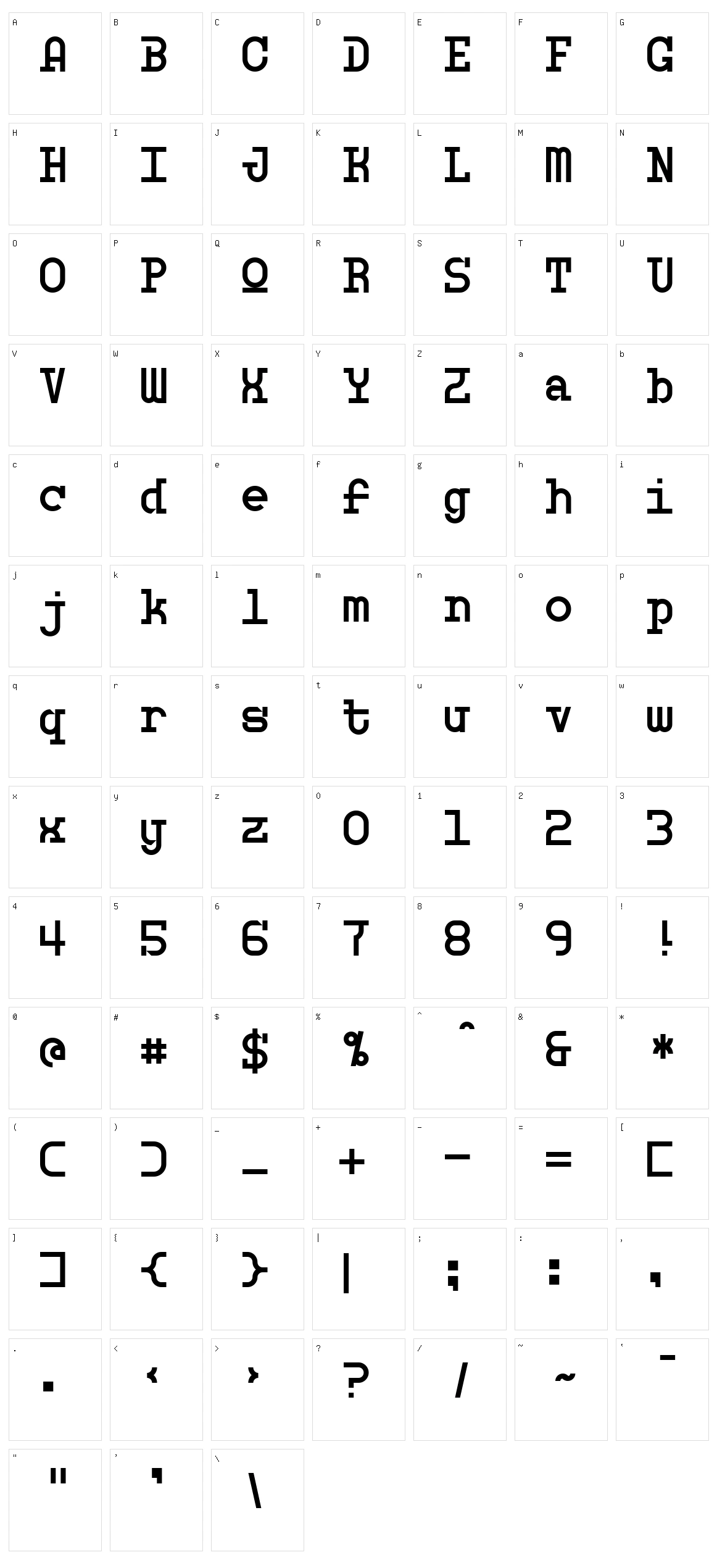 Monosphere Character Set