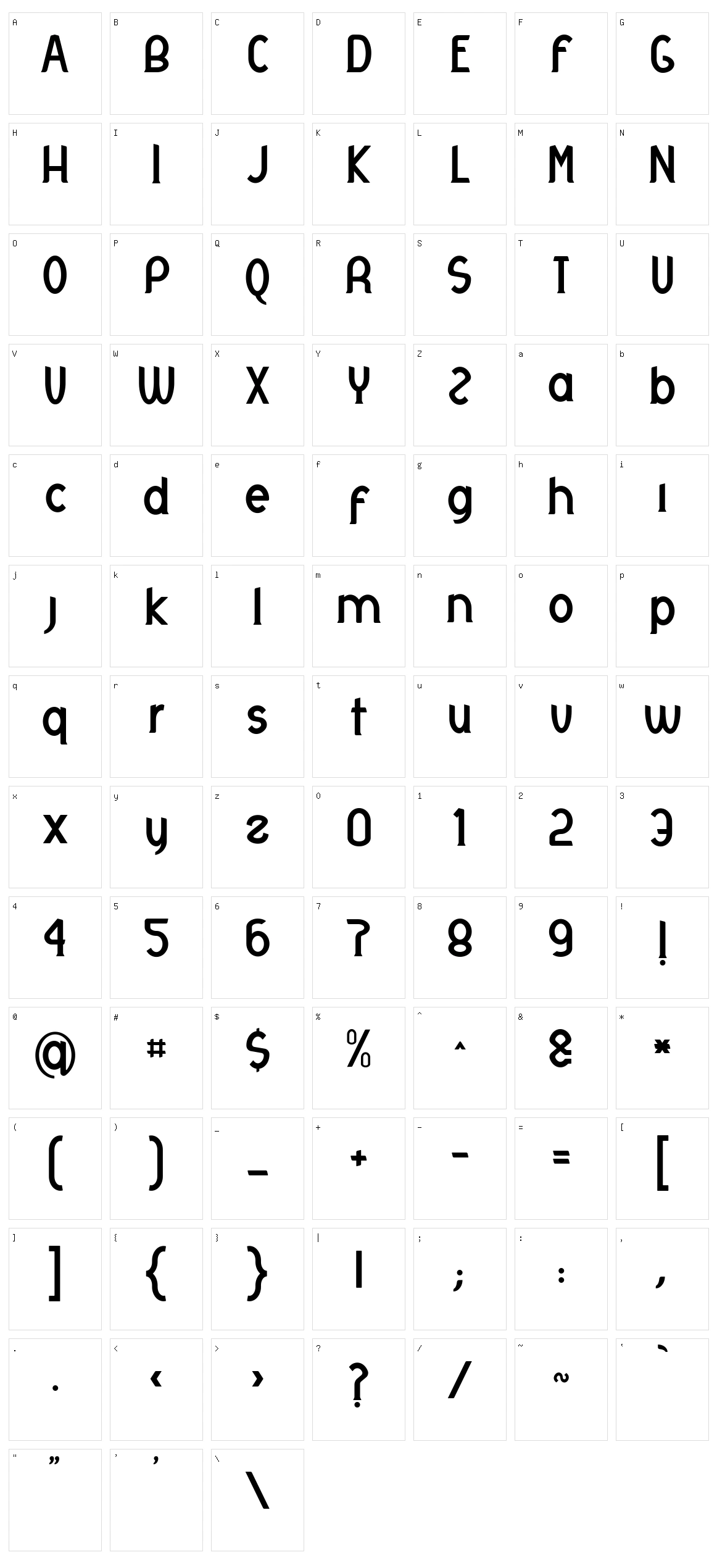 Otrebla Character Set