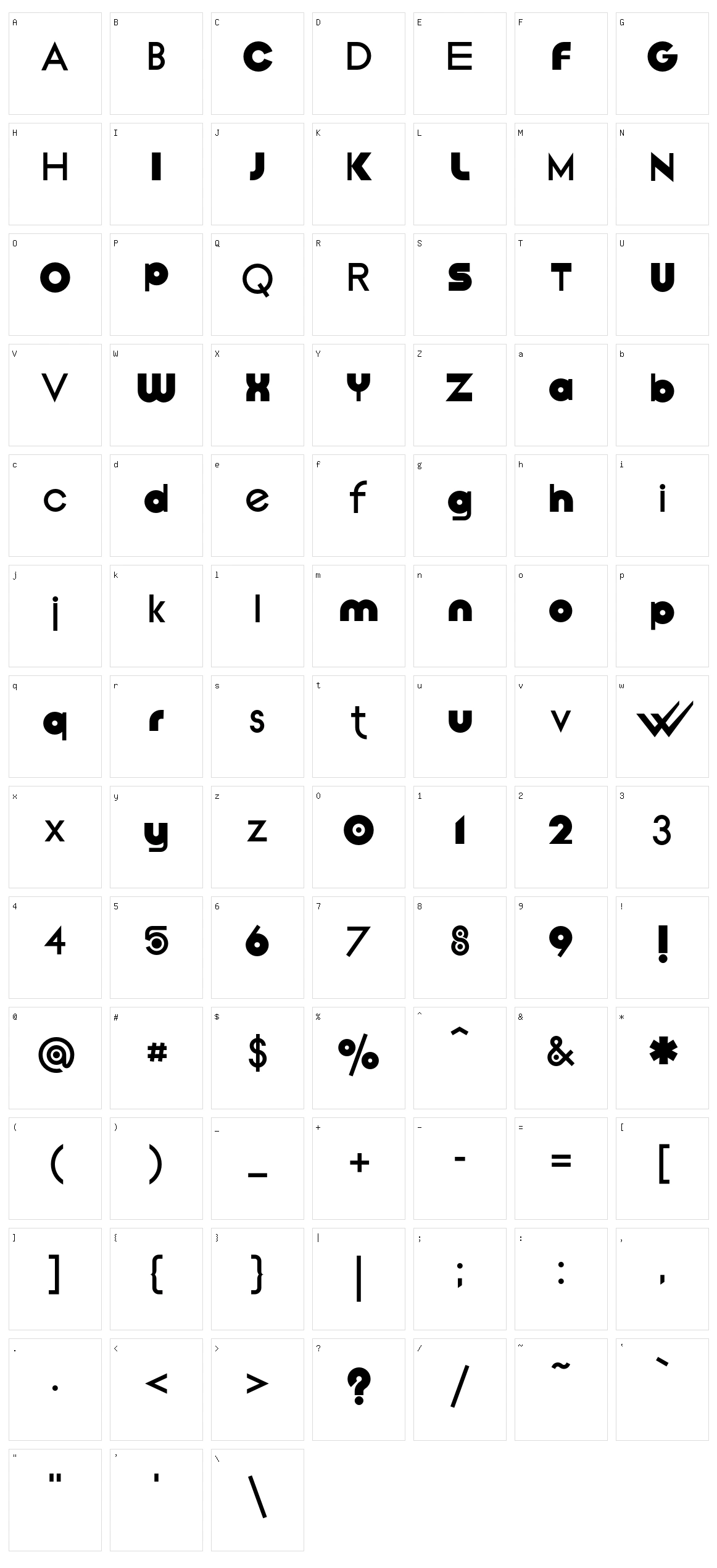 pdW Character Set