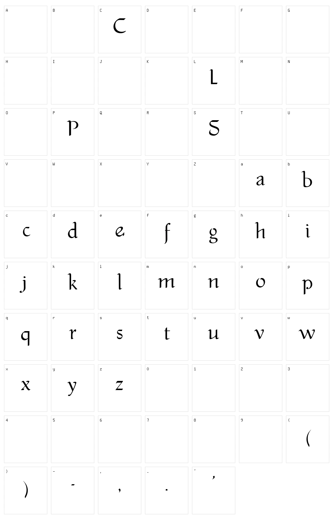 Pere Lachaise Character Set