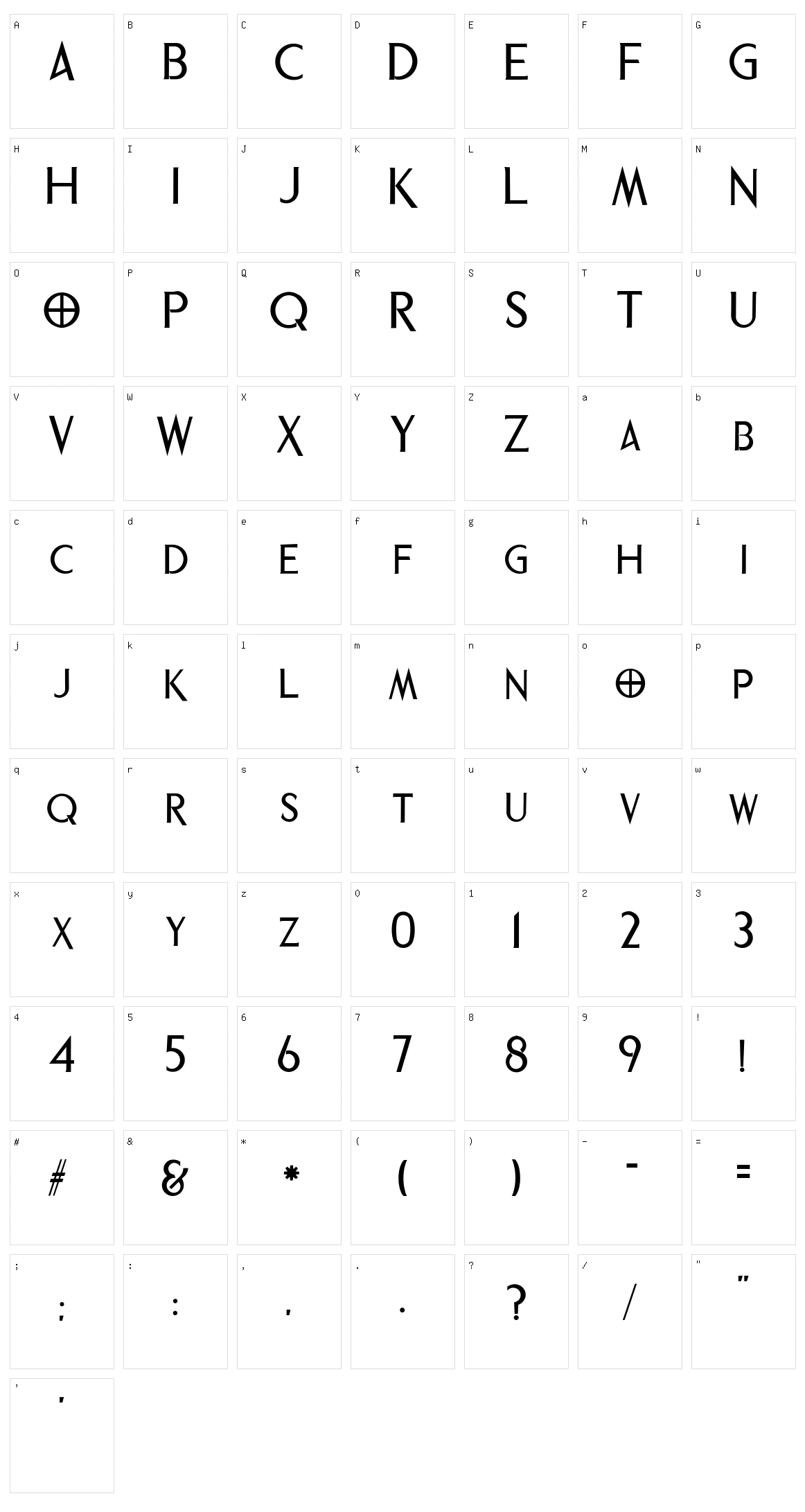 Phrixus Character Set