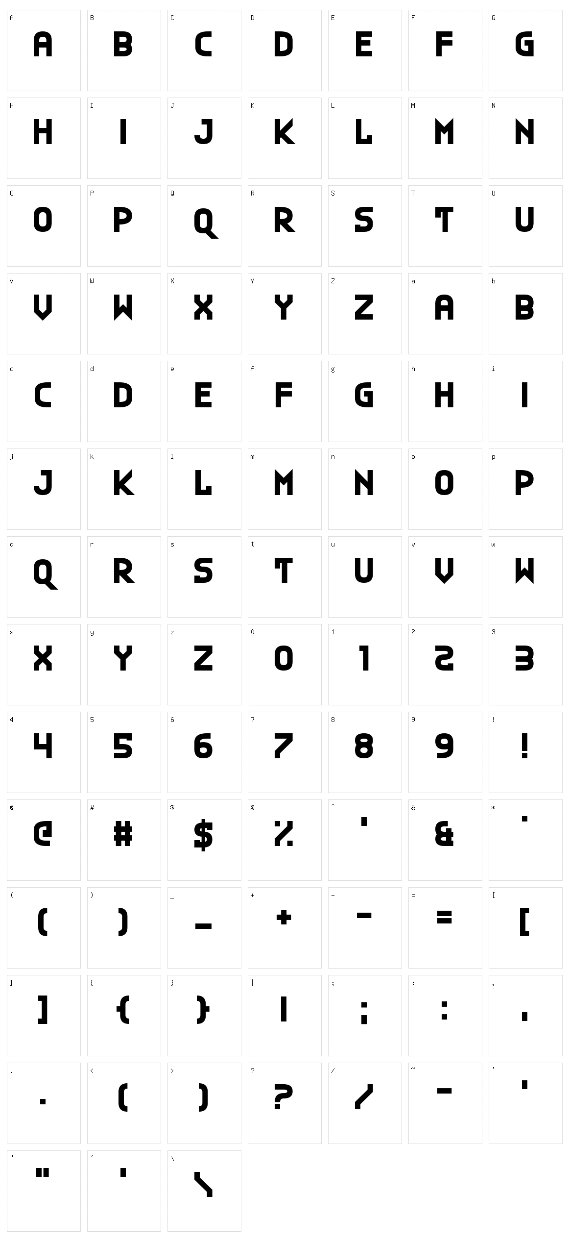 Plan G Character Set