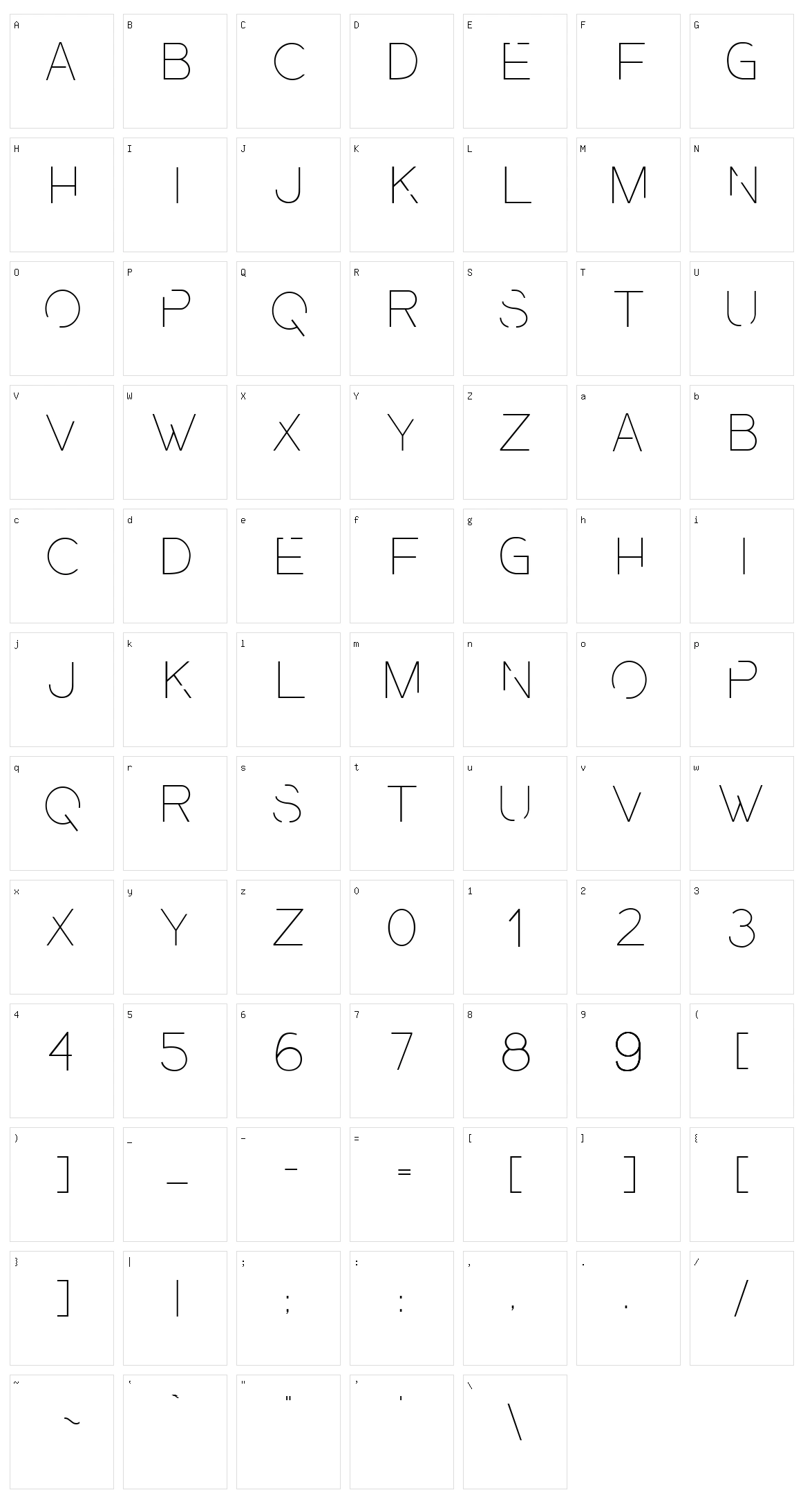 Presa Character Set