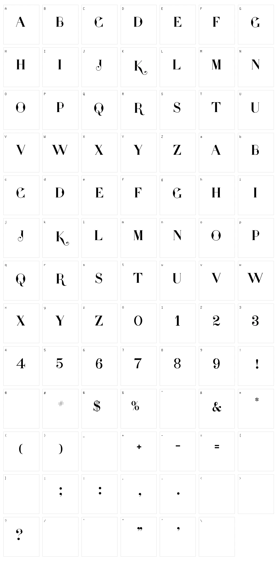 Presidente Serif Character Set