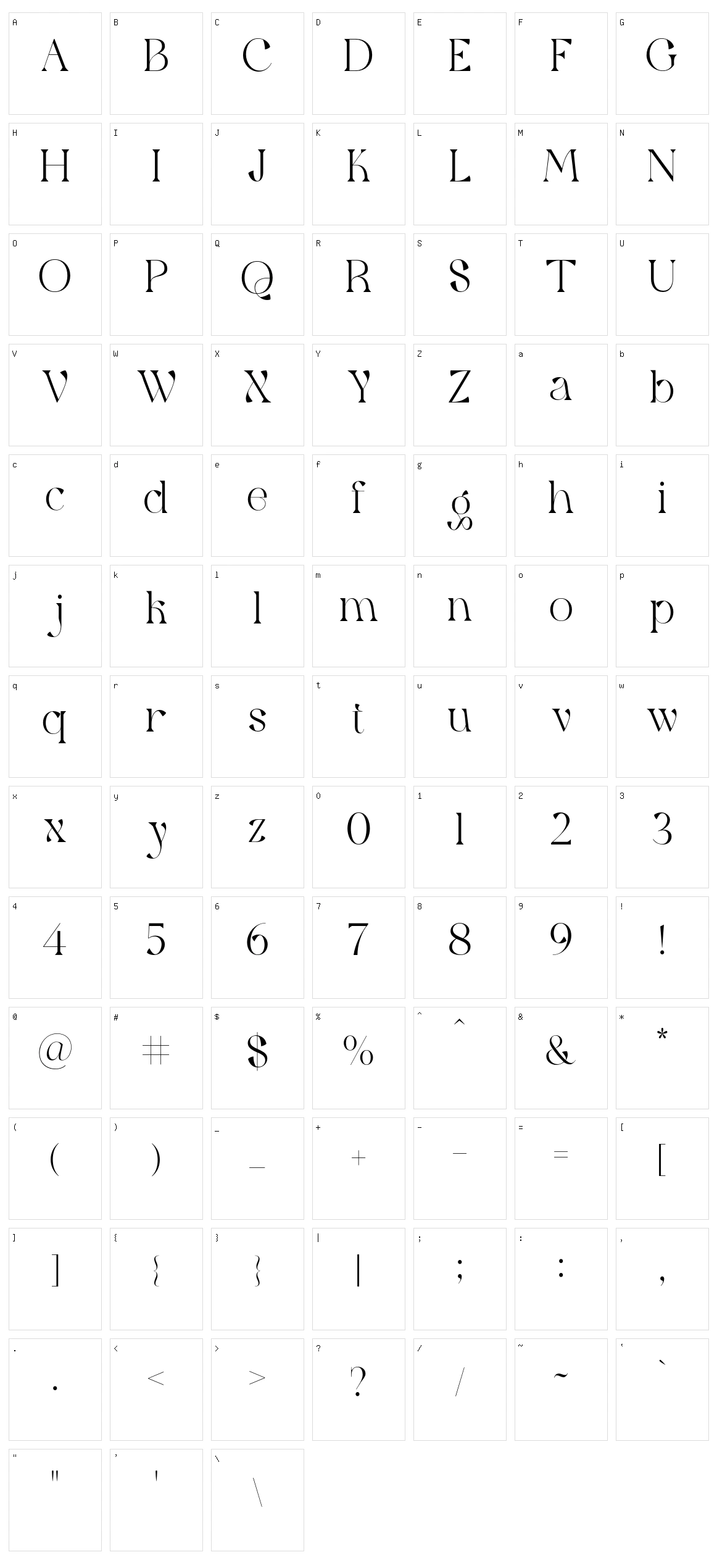 Qaitan Serif Character Set