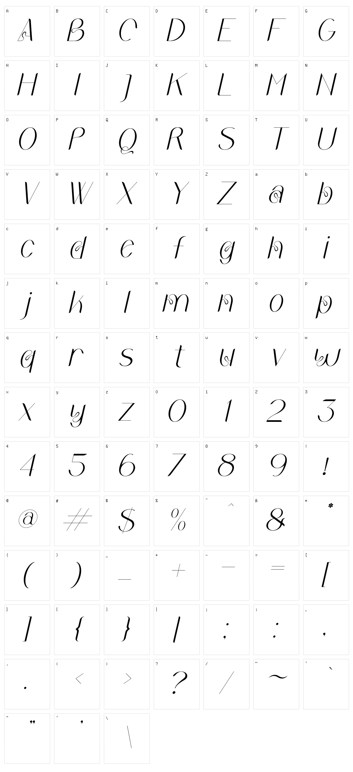 Qelista Character Set
