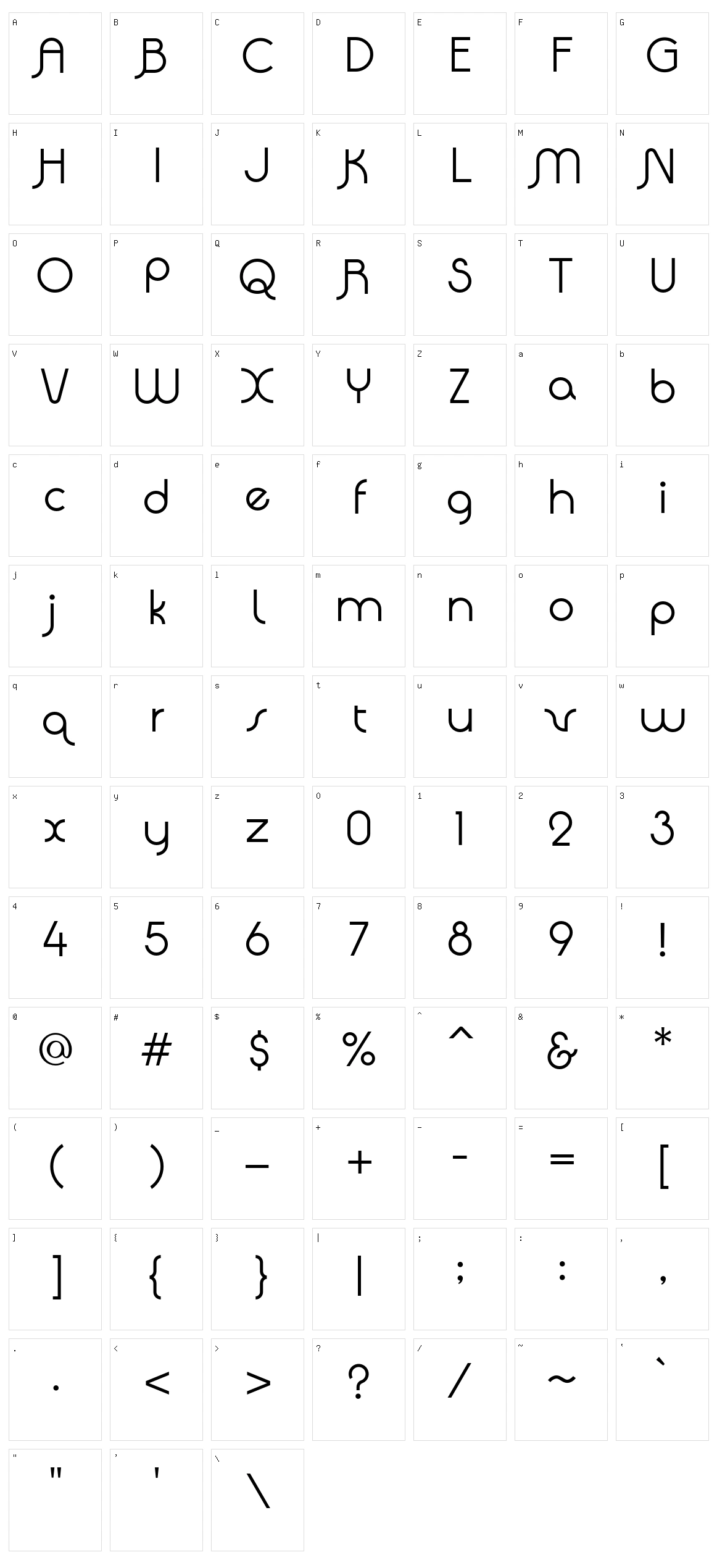 Quadranta Character Set