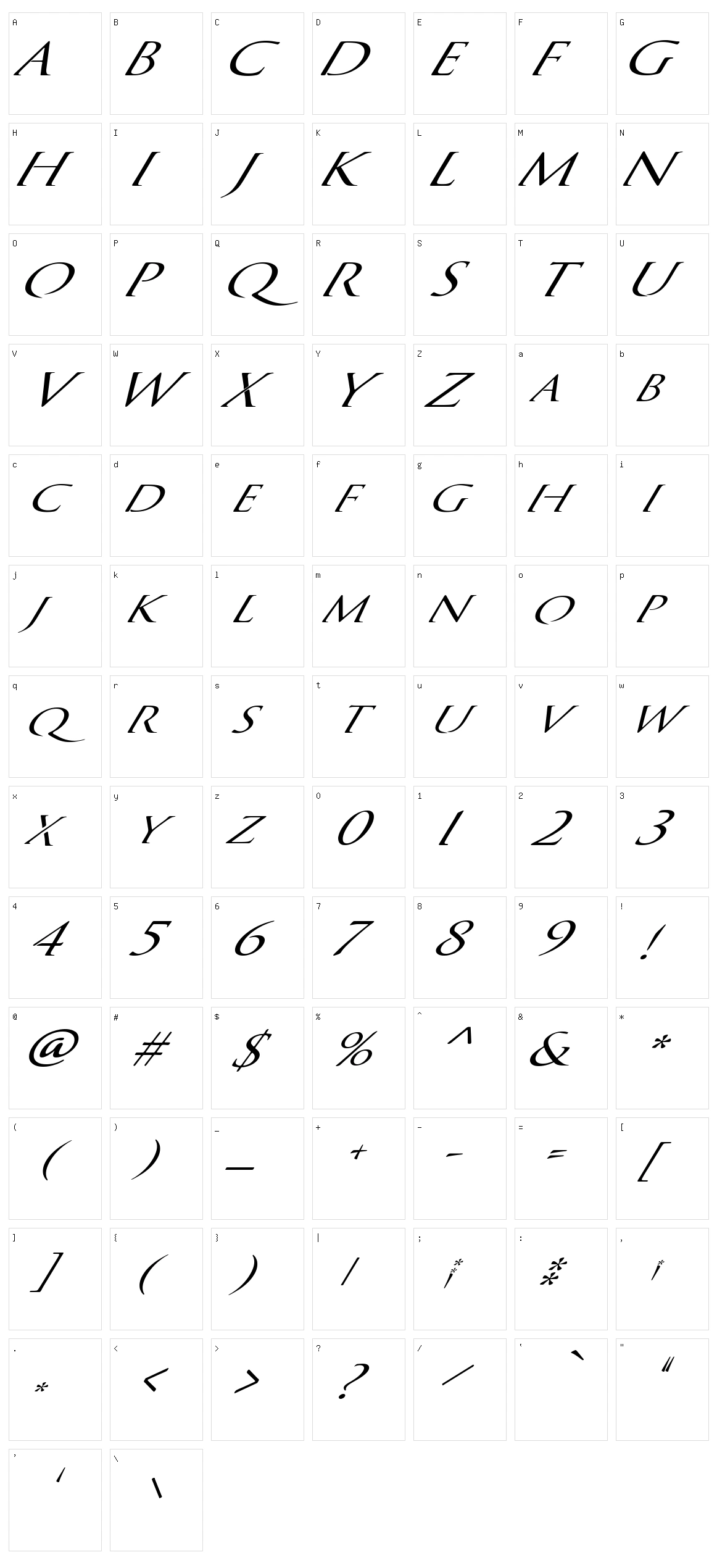 Quagent Character Set