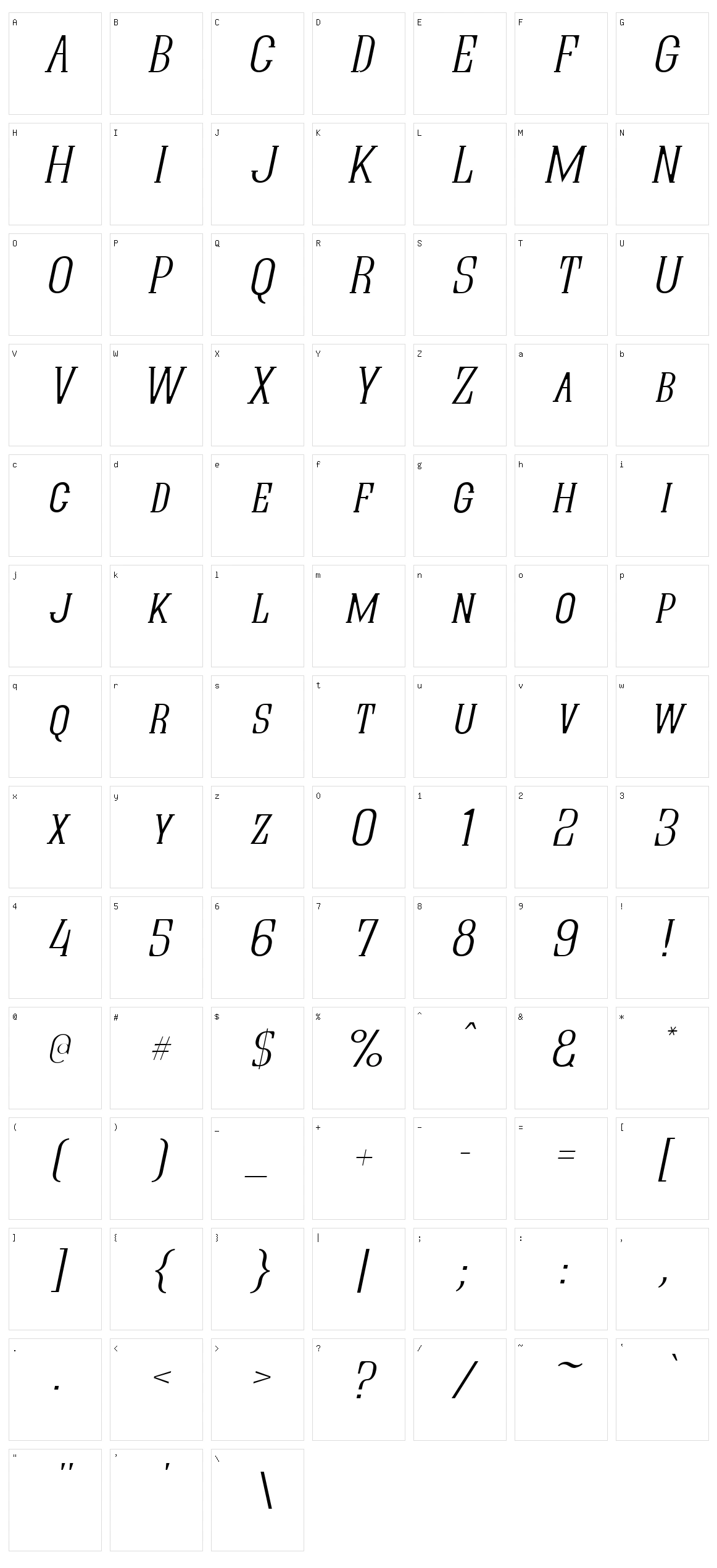 Quastic Kaps Character Set