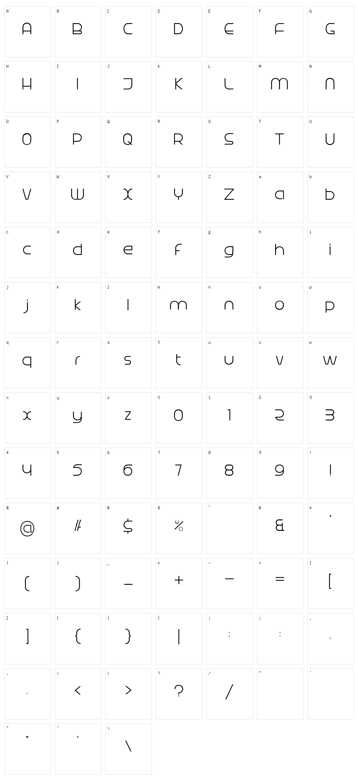 Radina Character Set