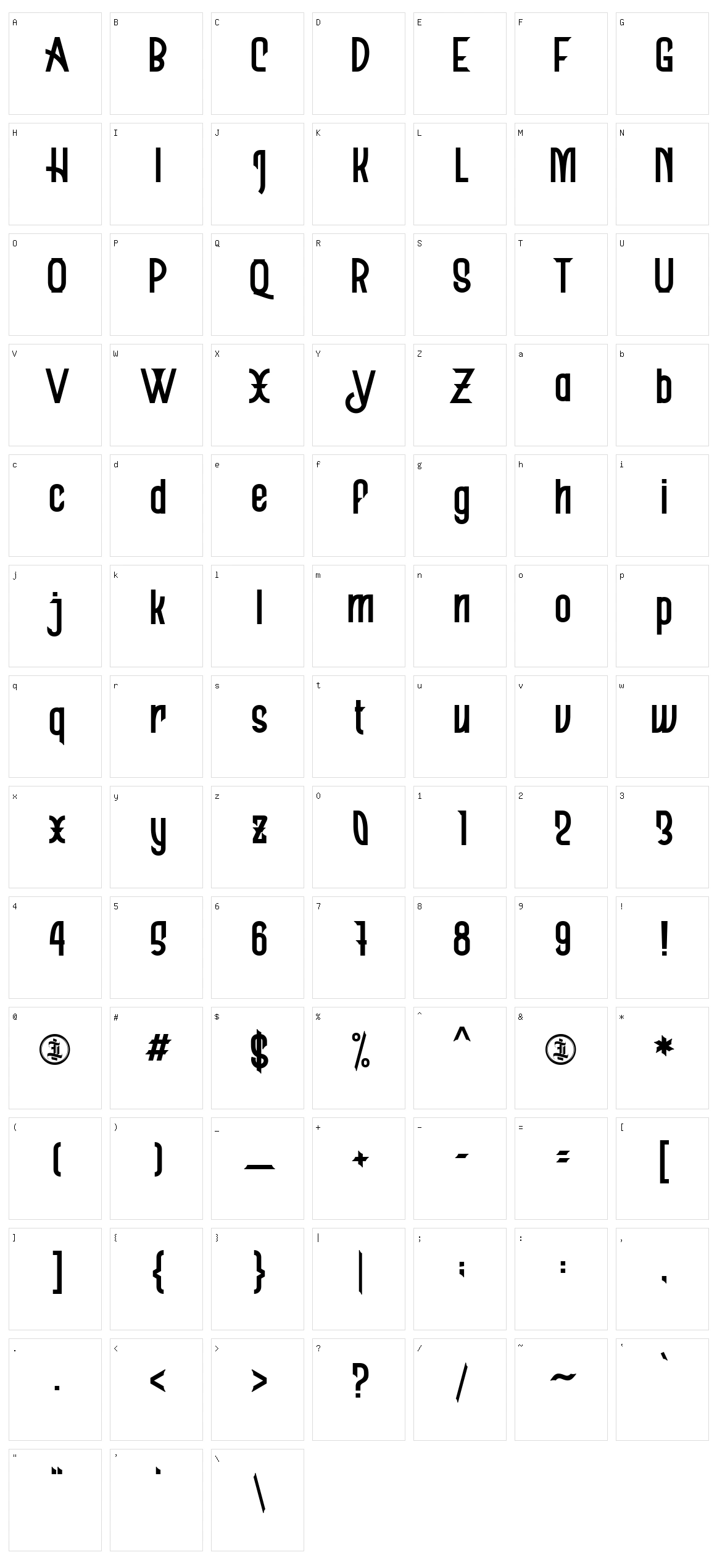 Raidspell Character Set