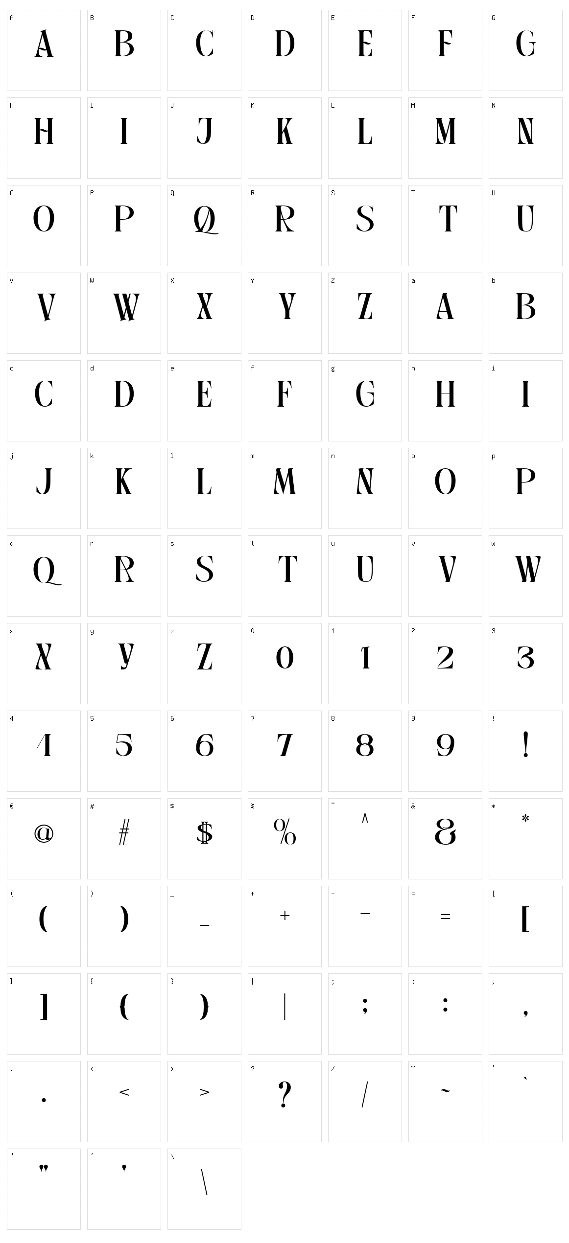 Raque Character Set