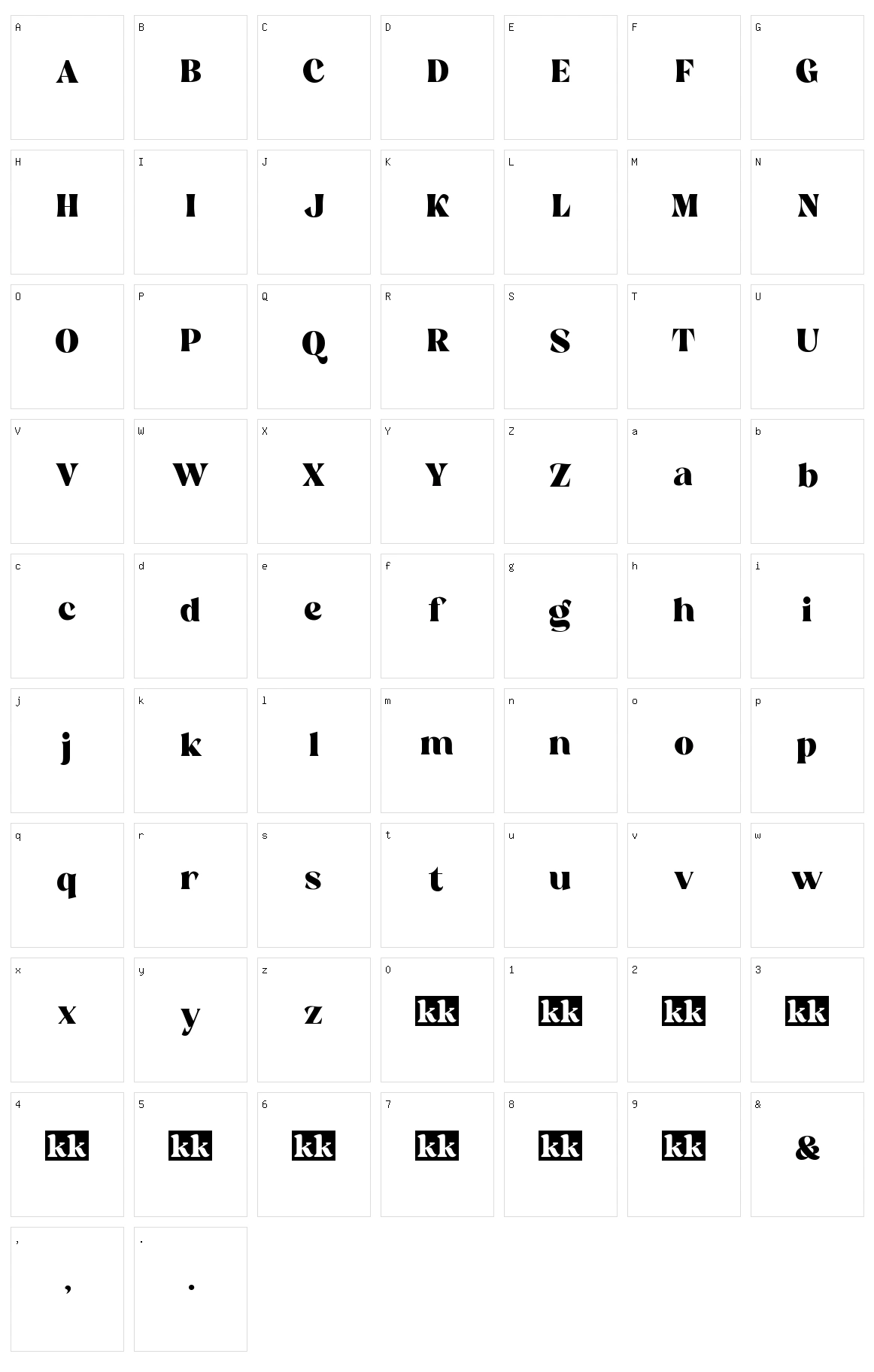 Reikna Character Set