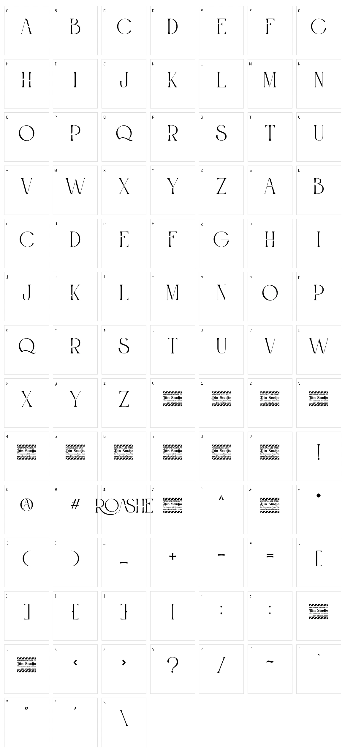 Roashe Character Set
