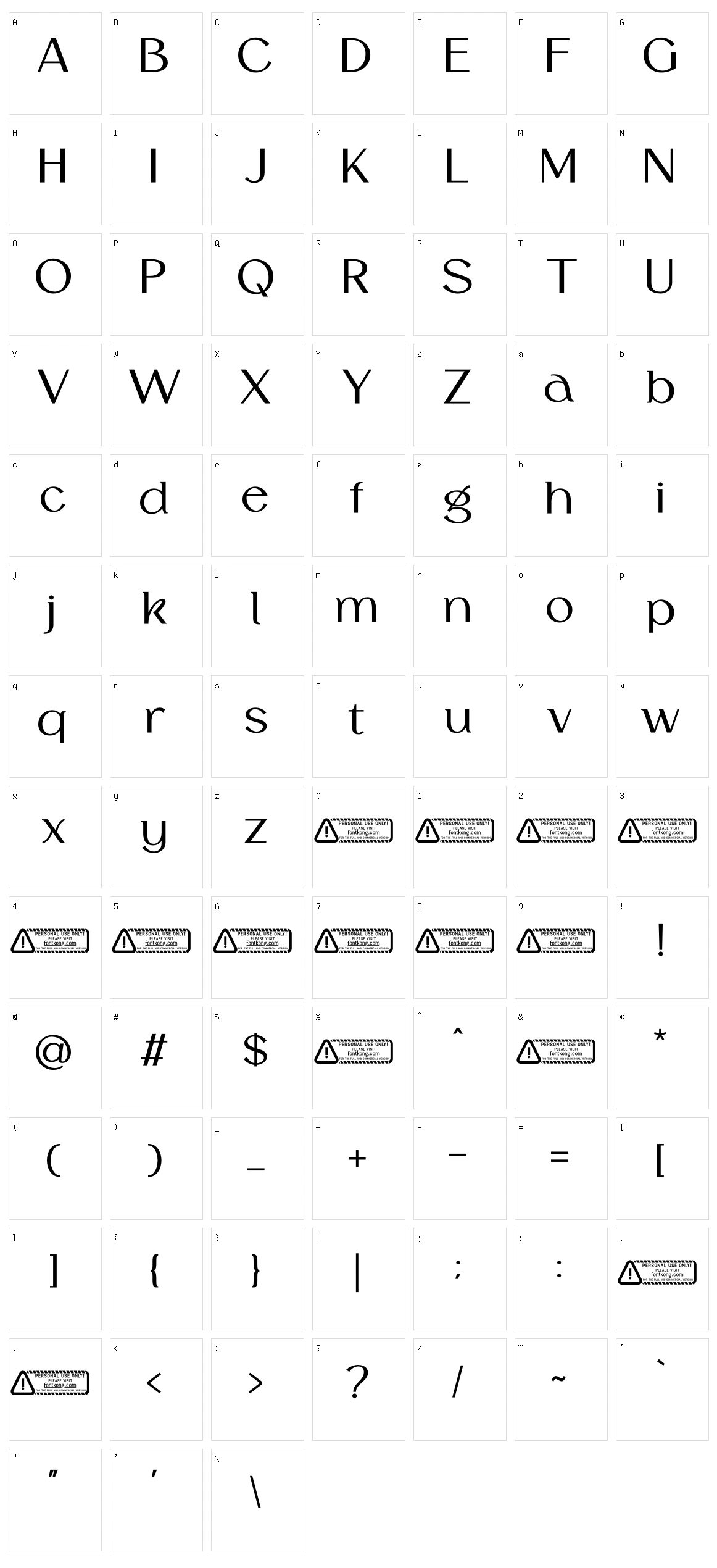 Rocaston Character Set