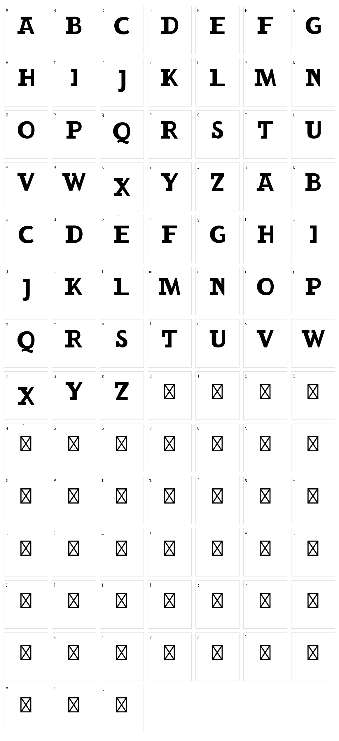 RockBuchet Character Set