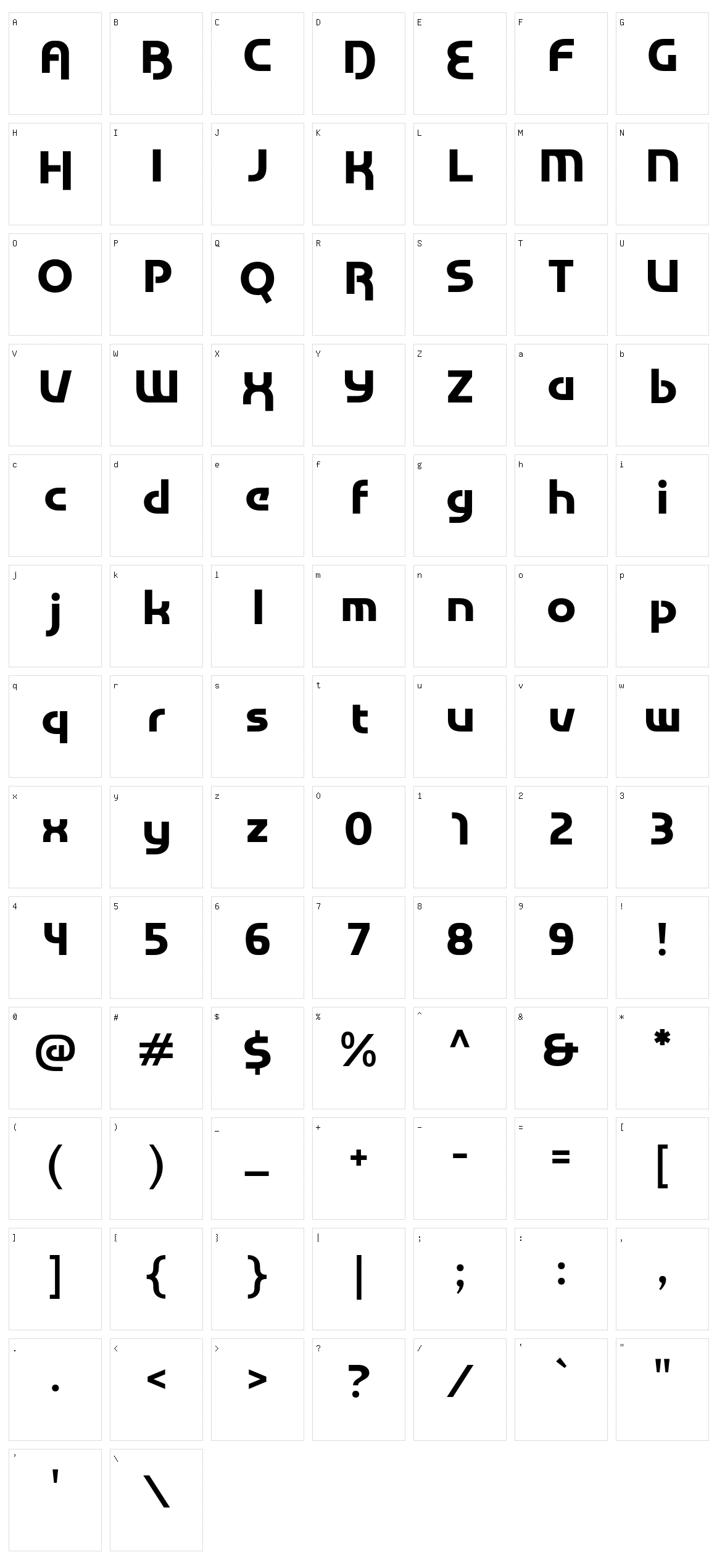 Roobek Character Set