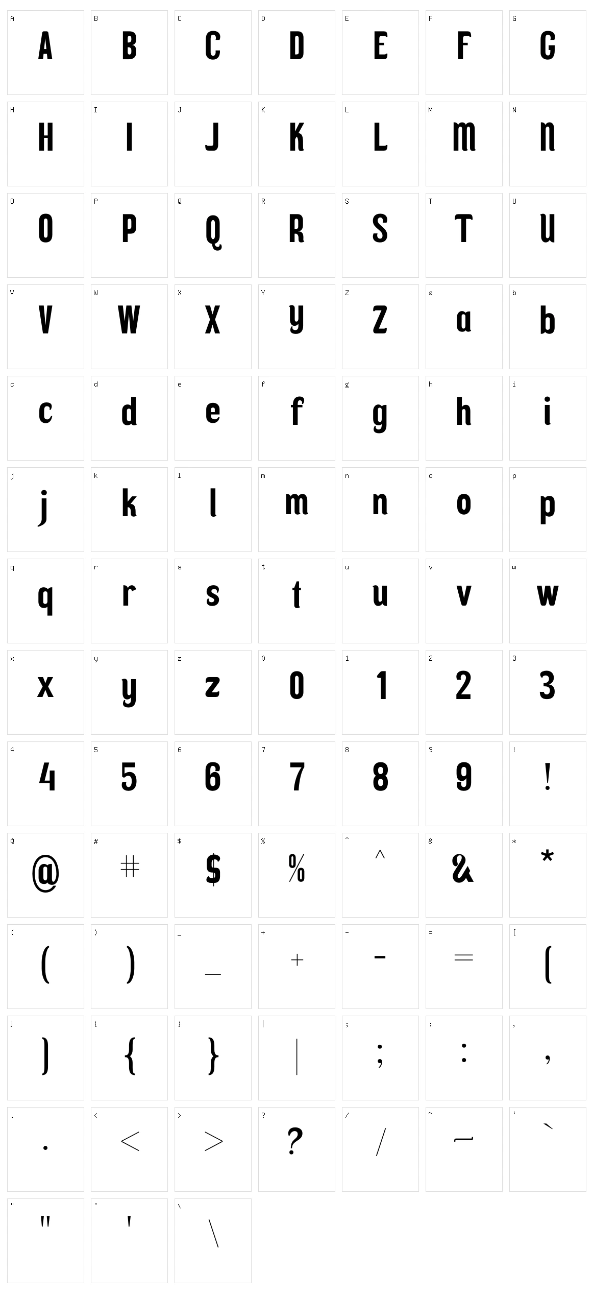 Rublack Character Set