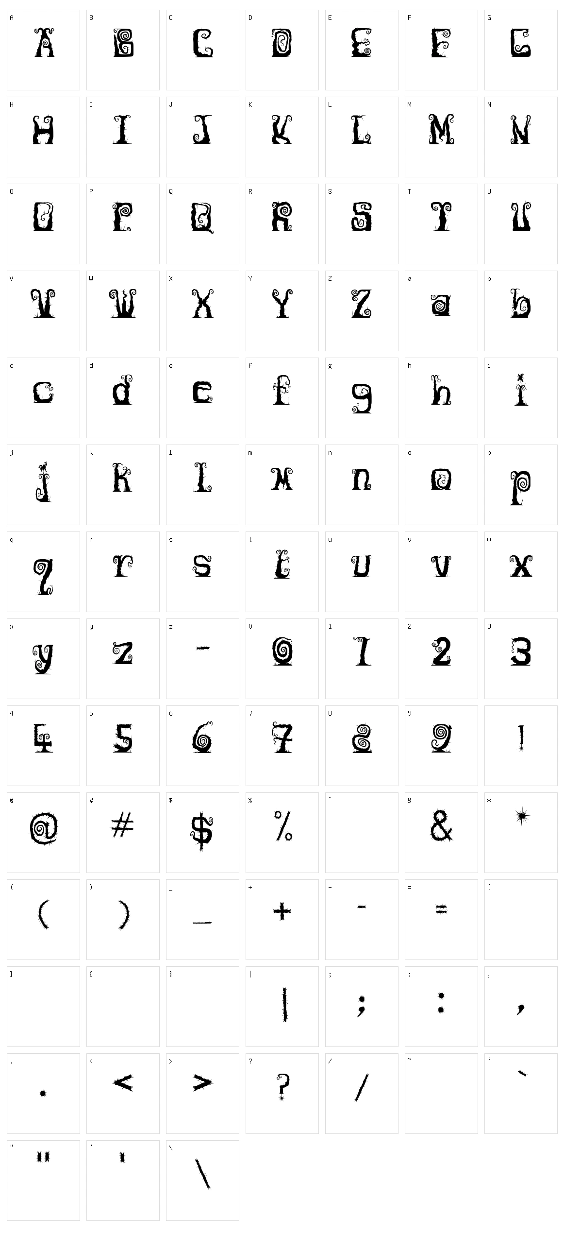 Nightmare Woods Character Set