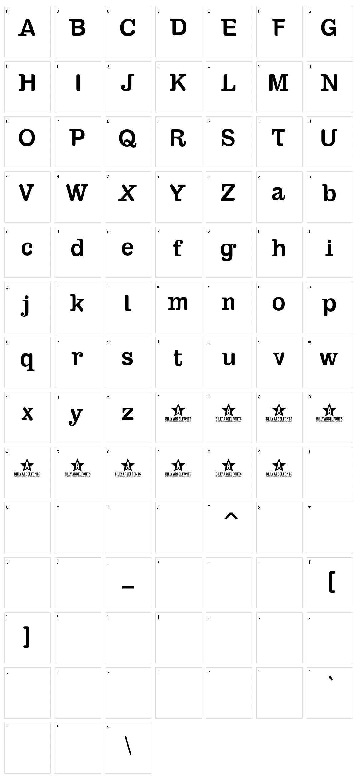 Sambahollyc Character Set