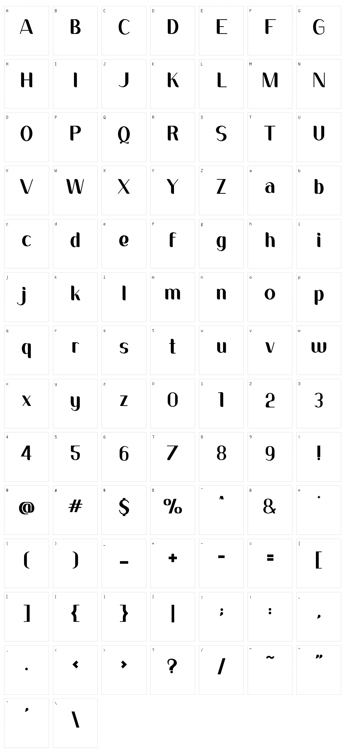 Sans Fierro Character Set