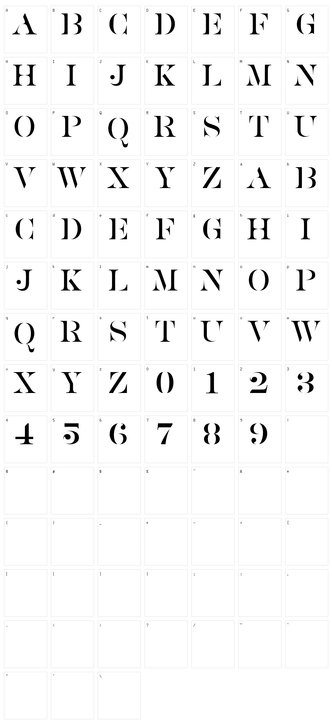 Saturdate Serif Character Set