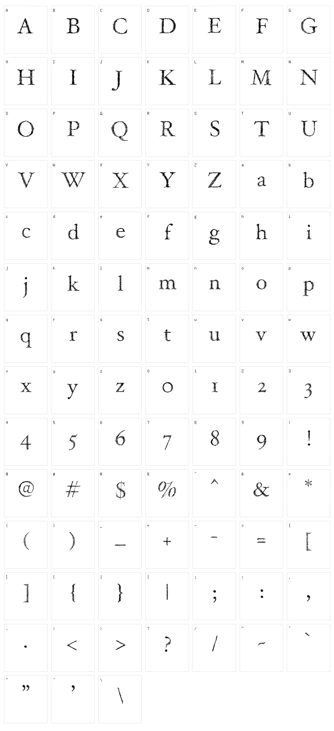 Serif Sketch Character Set