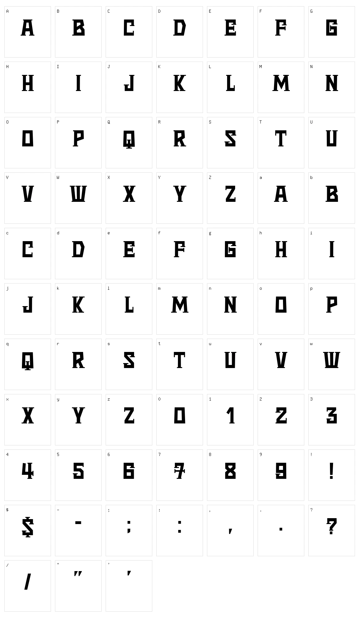 Shortcut Character Set